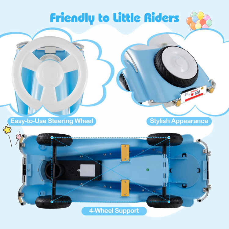 Hivvago Toddler Ride on Toy Classic Sliding Car with Horn and LED Headlight