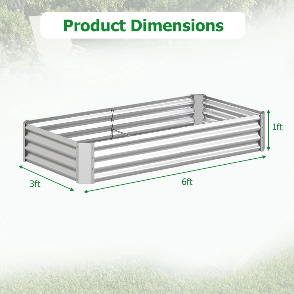 Hivvago Galvanized Raised Garden Bed with Open-Ended Base
