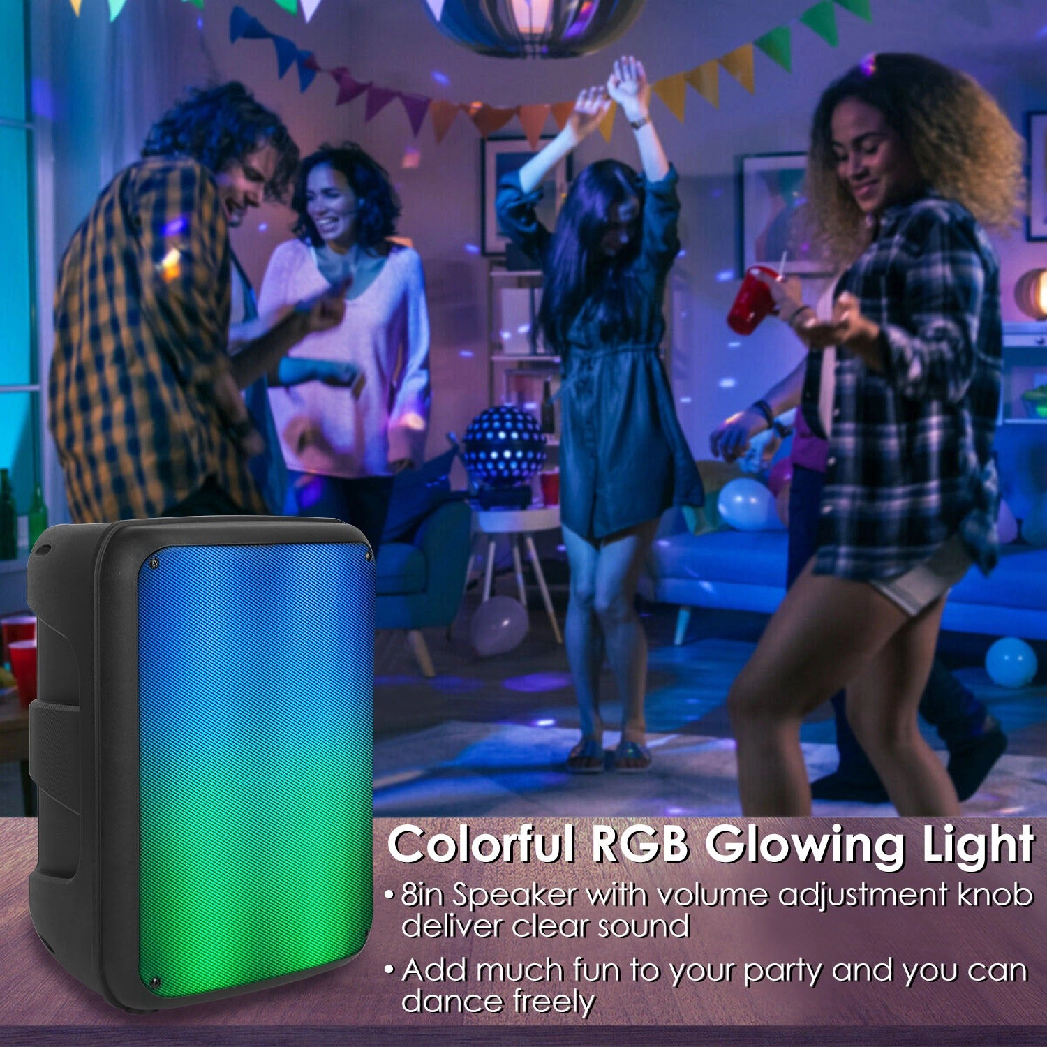 GBruno 8-Inch Wireless Party Speaker With RGB Lights