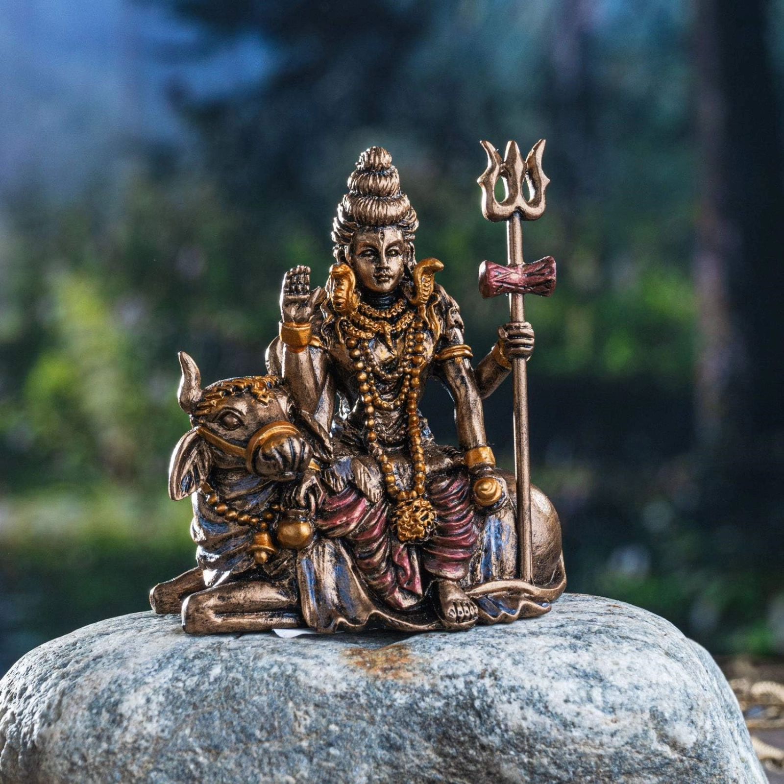 Pacific Giftware Hindu God Lord Shiva Miniature Statue Resin Gold Figurine 2.75 inch