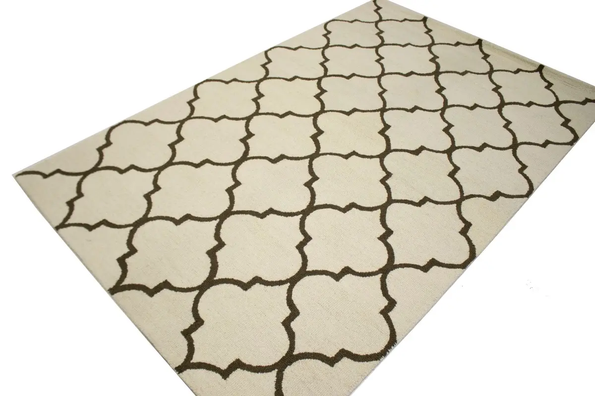 Magic Rugs Cream & Brown Floral Trellis Design 5X8 Hand-Tufted Modern Rug