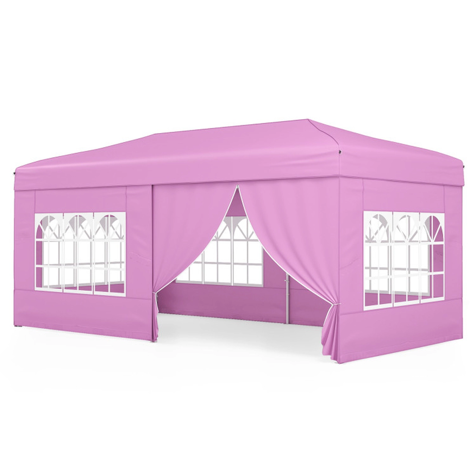 SUGIFT Pink 10-ft by 20-ft 3-Level UPF50+ Carbon Steel Pop Up Canopy Tent with 6 Sidewalls and Wheeled Bag