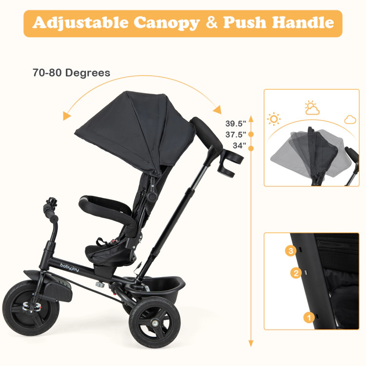Hivvago 4-in-1 Baby Tricycle Toddler Trike with Reversible Seat and 5-Point Safety Harness