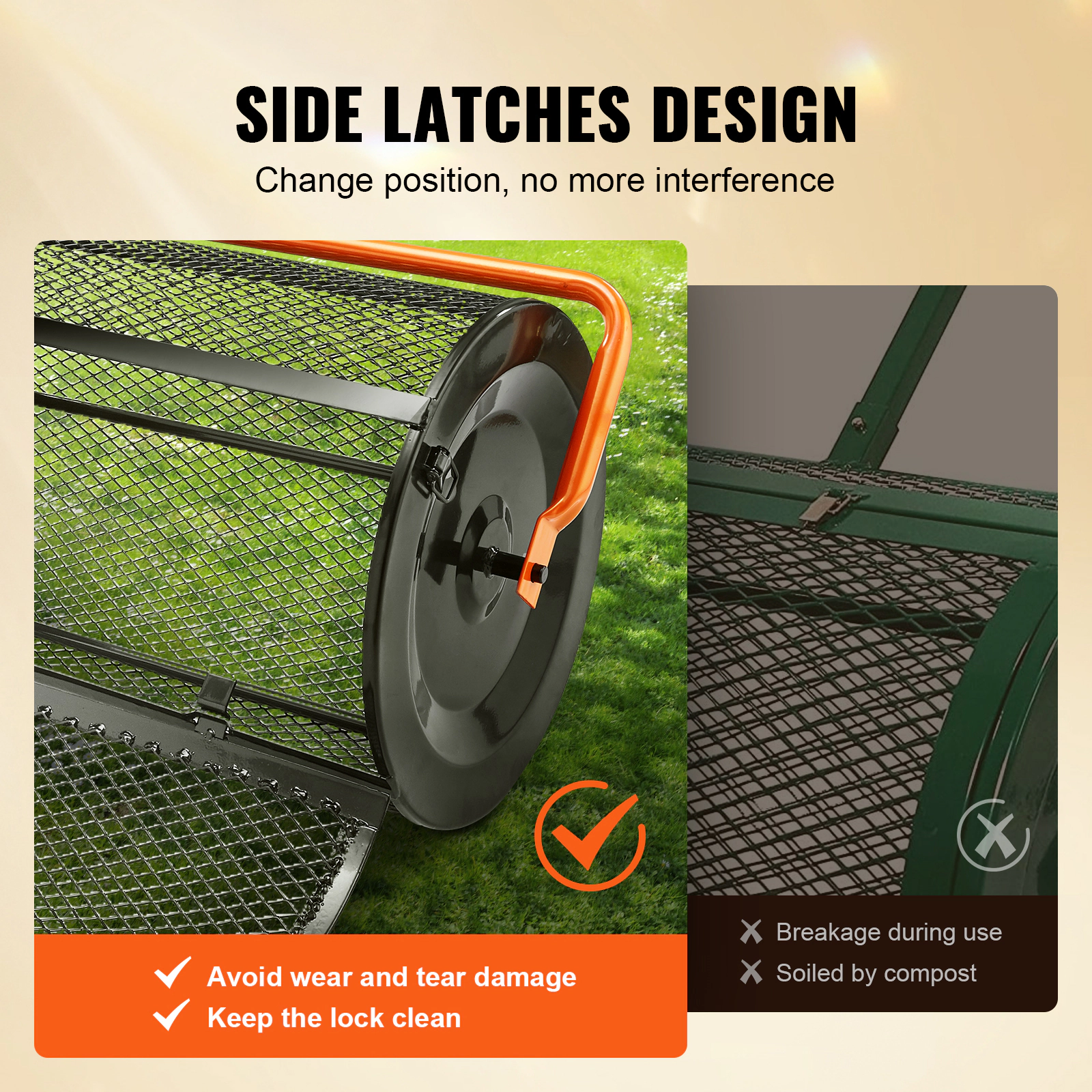 HONGGE Adjustable Steel Garden Peat Moss Spreader with Handle