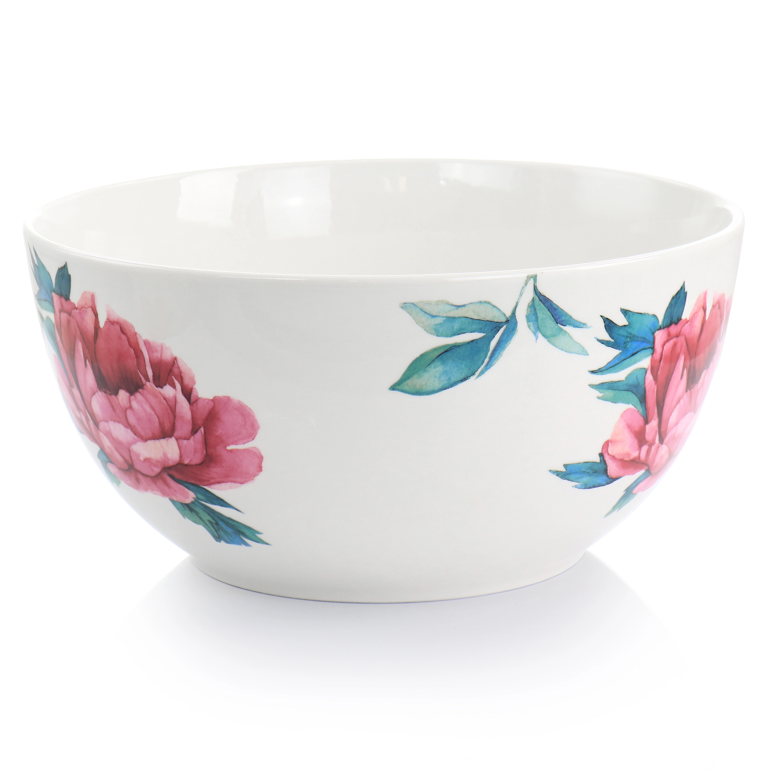 Martha Stewart 3 Piece Fine Ceramic Floral Bowl Set in White