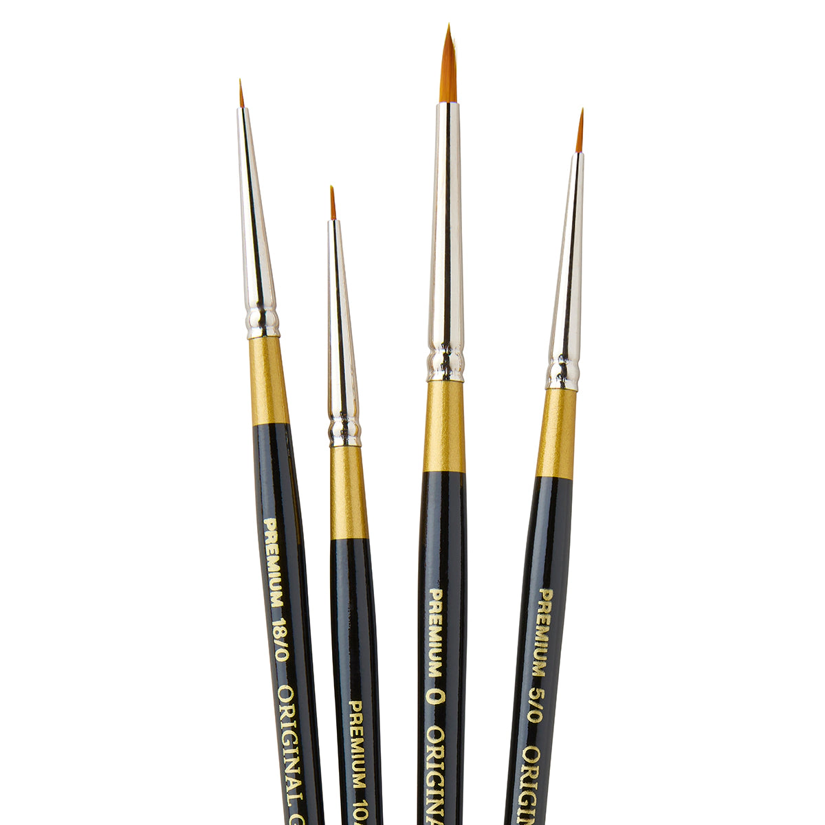 KINGART Original Gold 9650 Spotter Brush Set - 4 Pc Golden Taklon