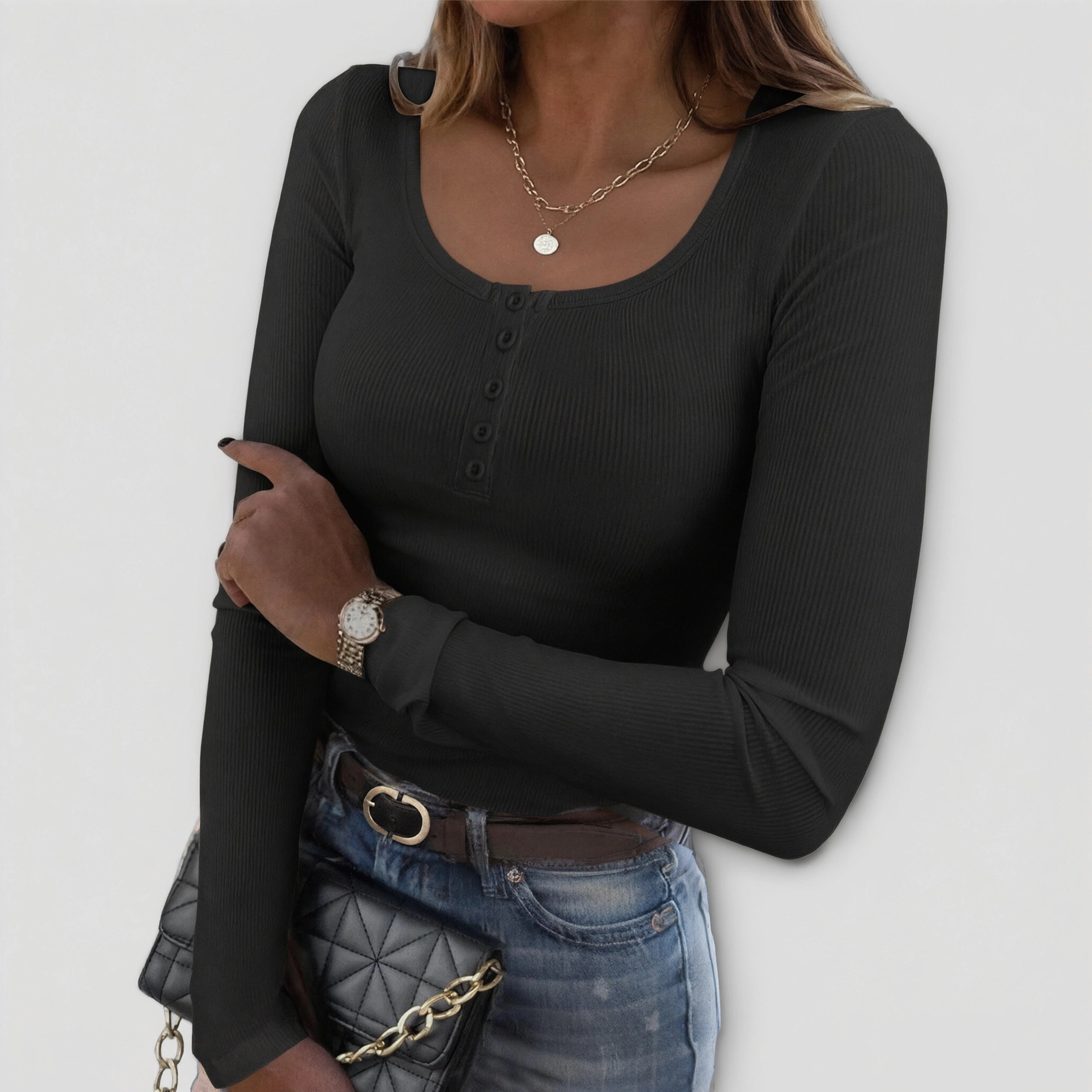 Zeagoo Women Square Neck Long Sleeve T Shirt