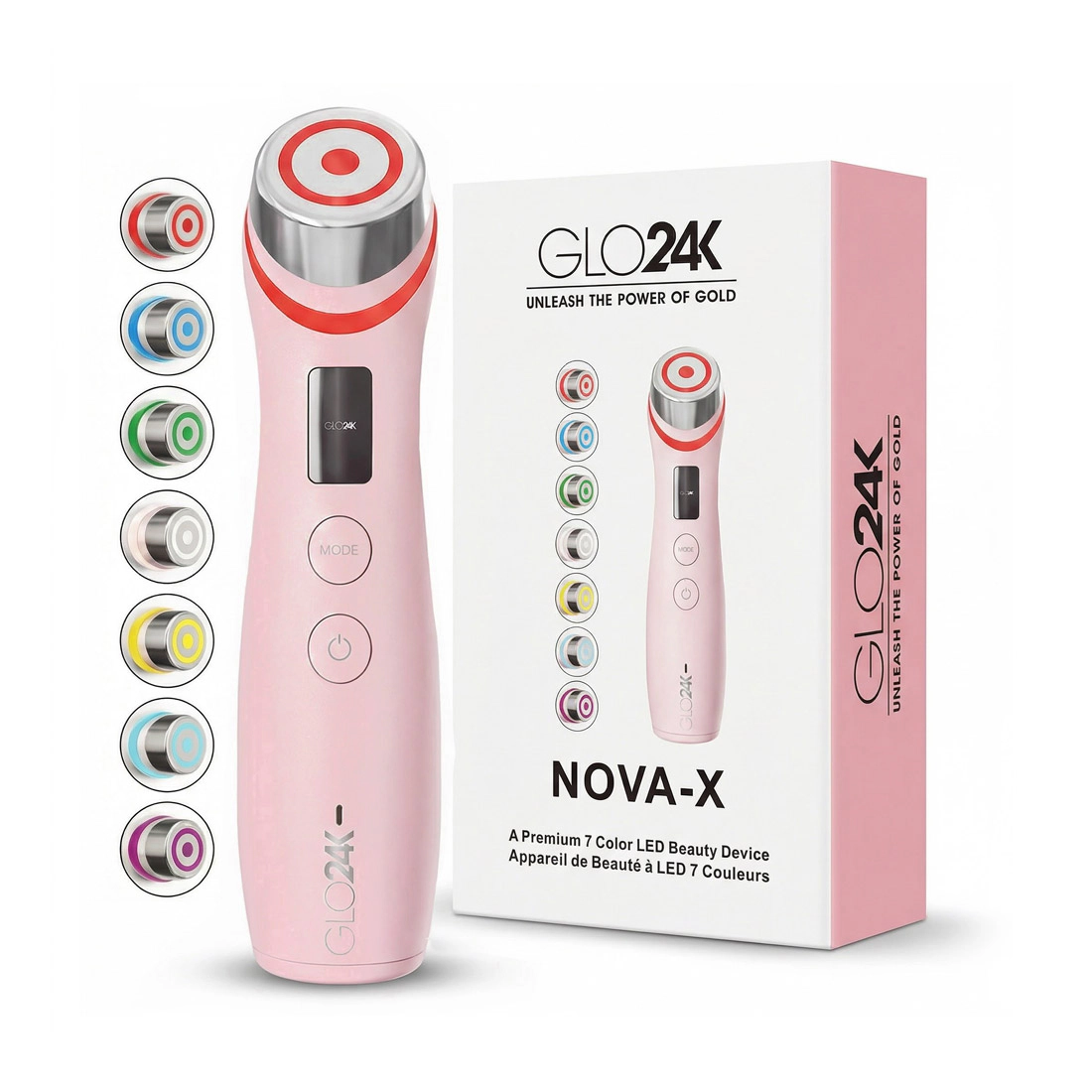 GLO24K NOVA-X 7 Color LED Skincare Device with Intelligent Voice Guidance