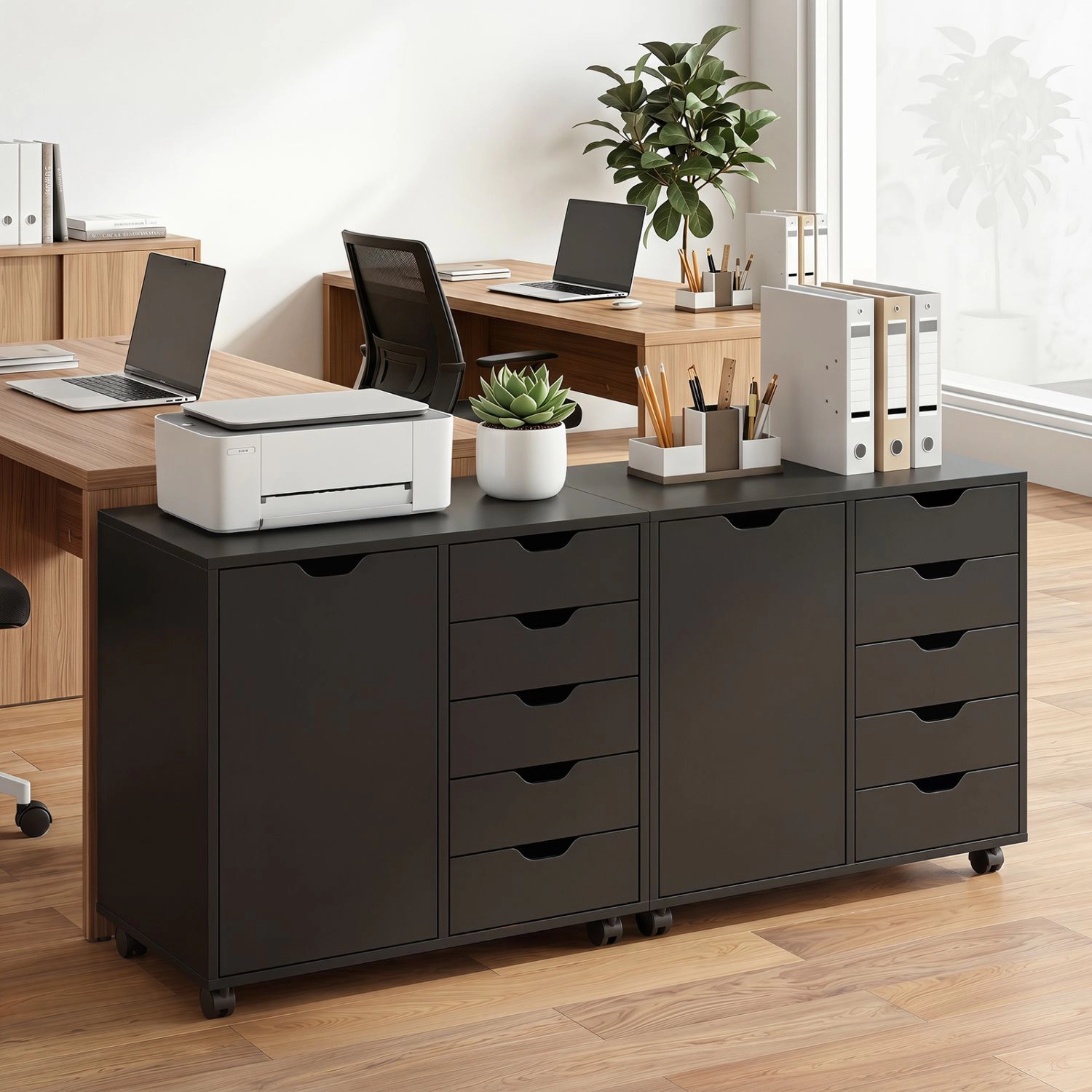 SlickBlue 5-Drawer Printer Stand with Storage Cabinet and Casters