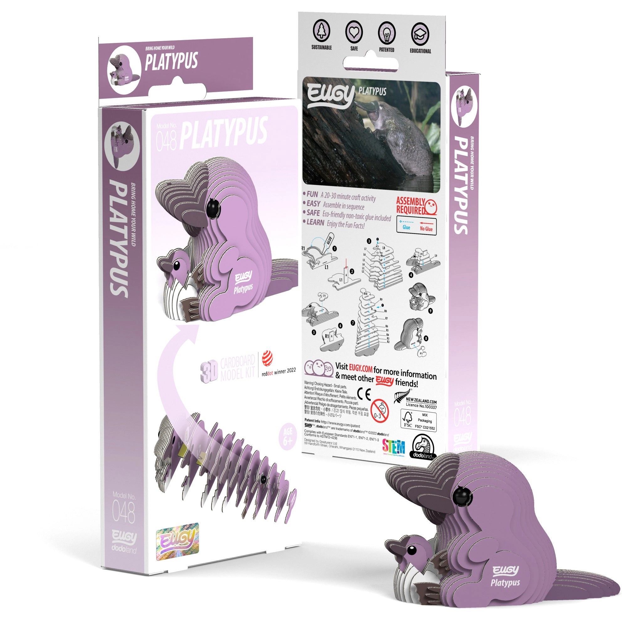 EUGY Platypus 3D Puzzle - contains 21 puzzle pieces