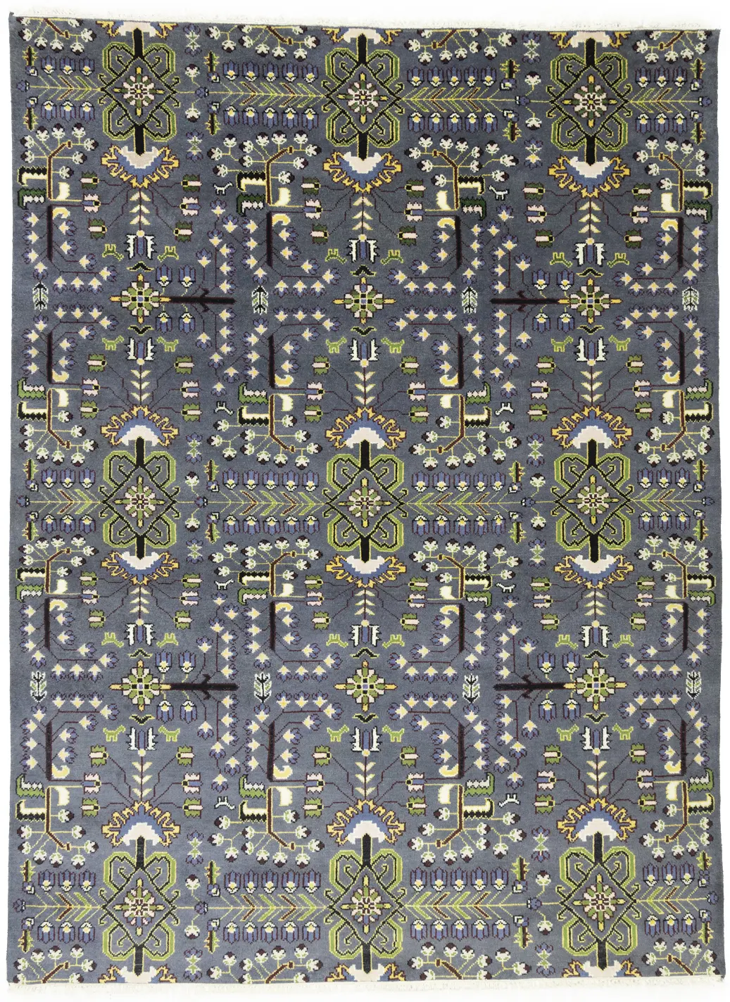 Magic Rugs 9'0 X 12'0 Hand Knotted Tribal Gray Floral Oriental Wool Rug