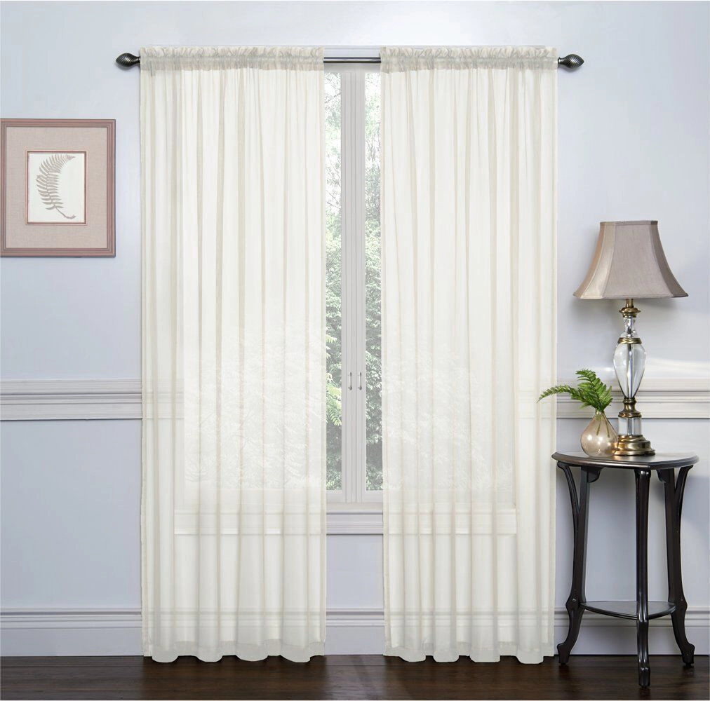 Kate Aurora 2 Piece Extra Long Custom Lux Rod Pocket Sheer Voile Window Curtains - 120 in.