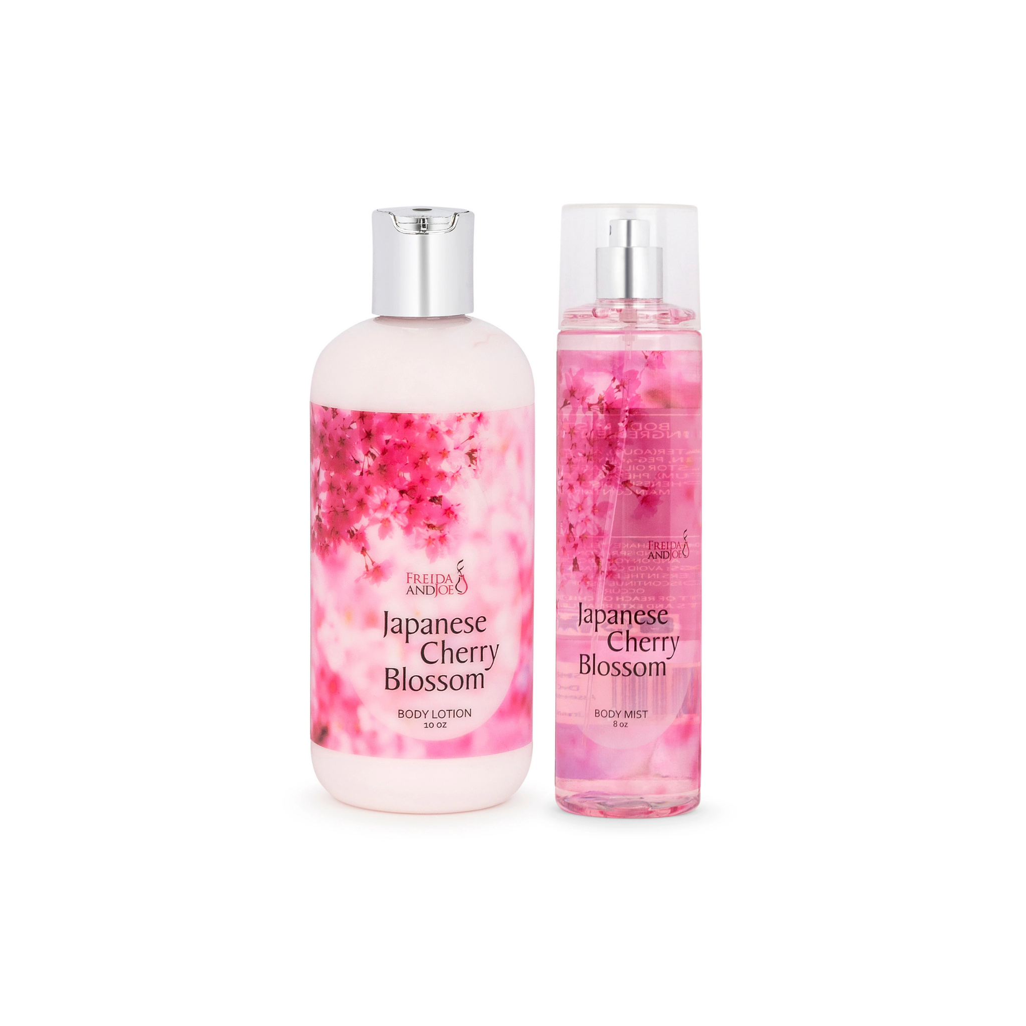 Freida and Joe 10oz Deep Moisturizing Fragrance Body Lotion & 8 oz. Fine Fragrance Body Mist Cherry Blossom Set