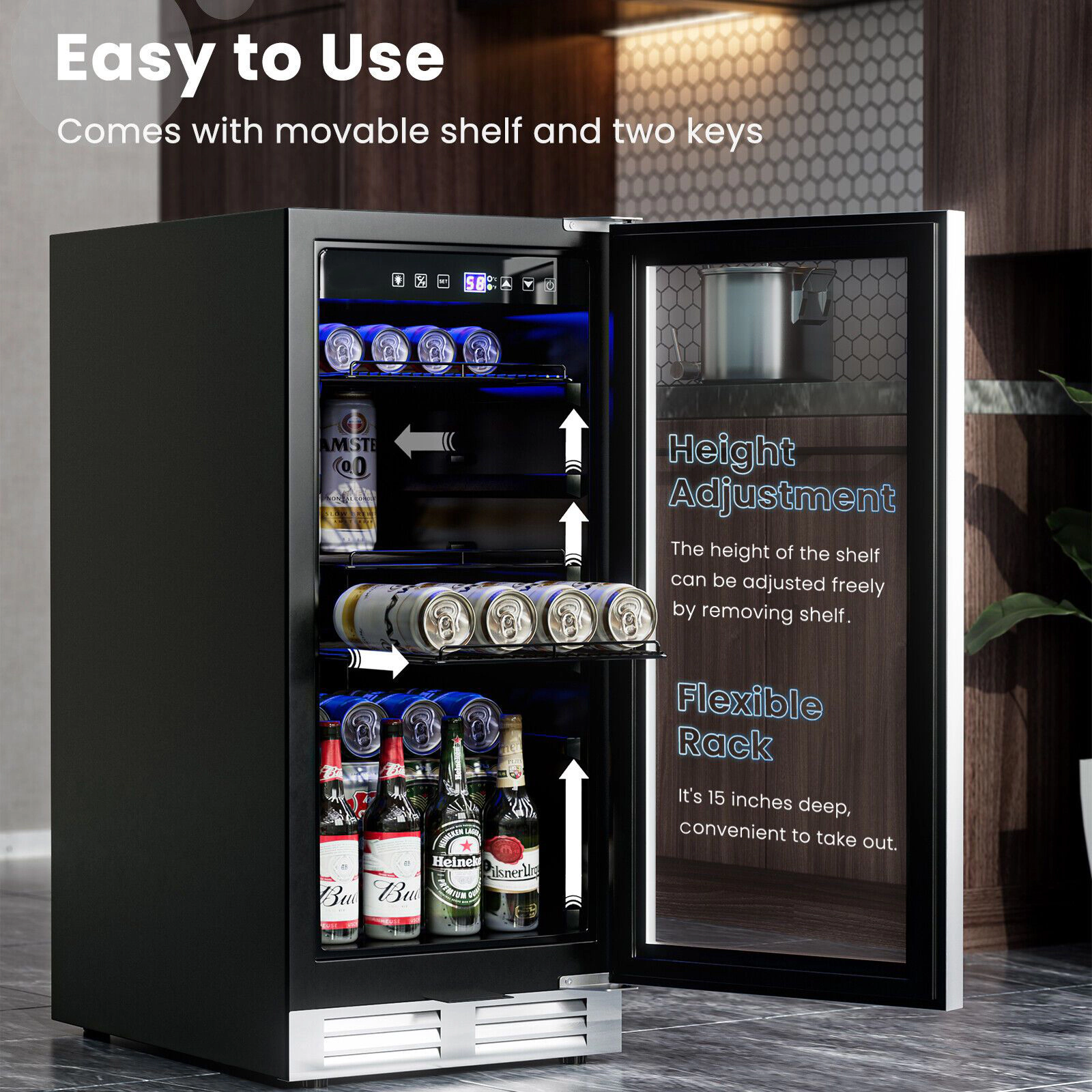 SlickBlue 3.5 Cu Ft Beverage Cooler, 100 Can Double Glass Door