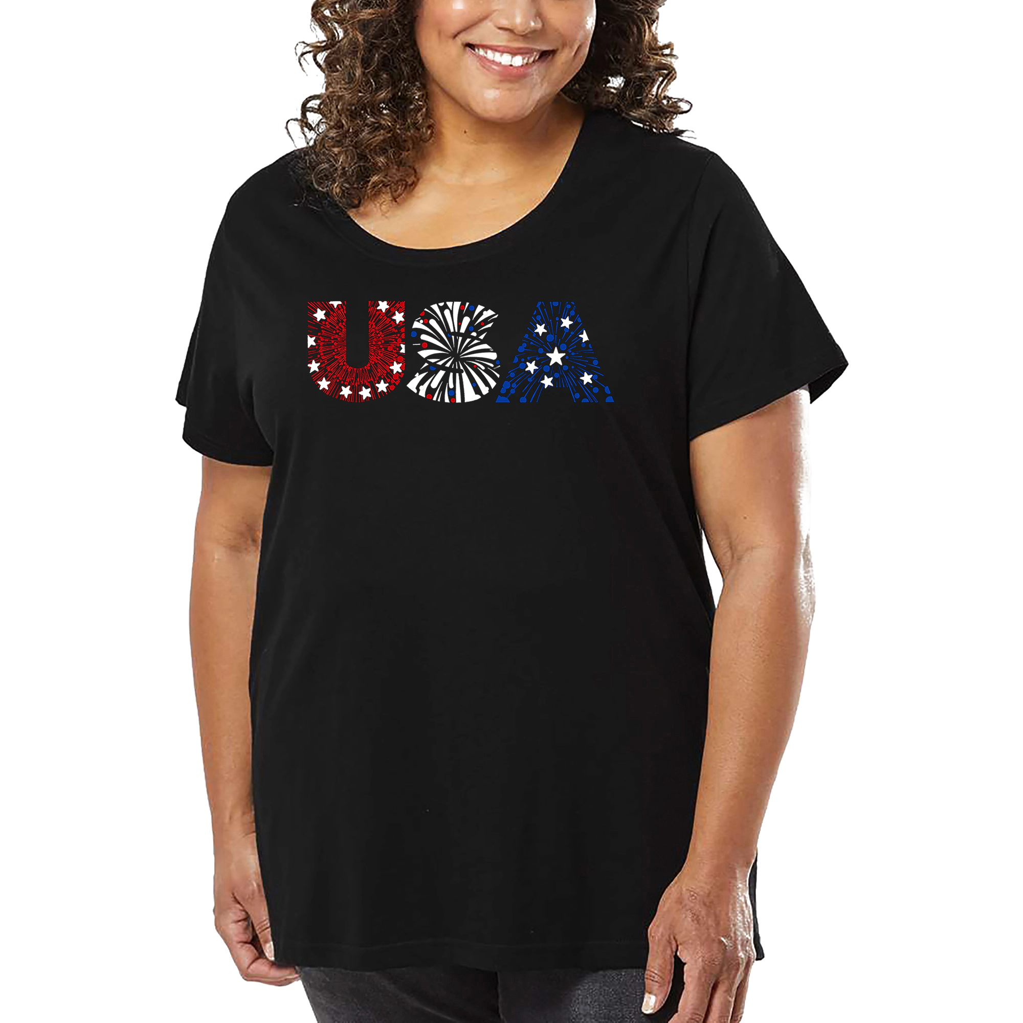 LA Pop Art Women's Plus Word T-Shirt - US Fireworks