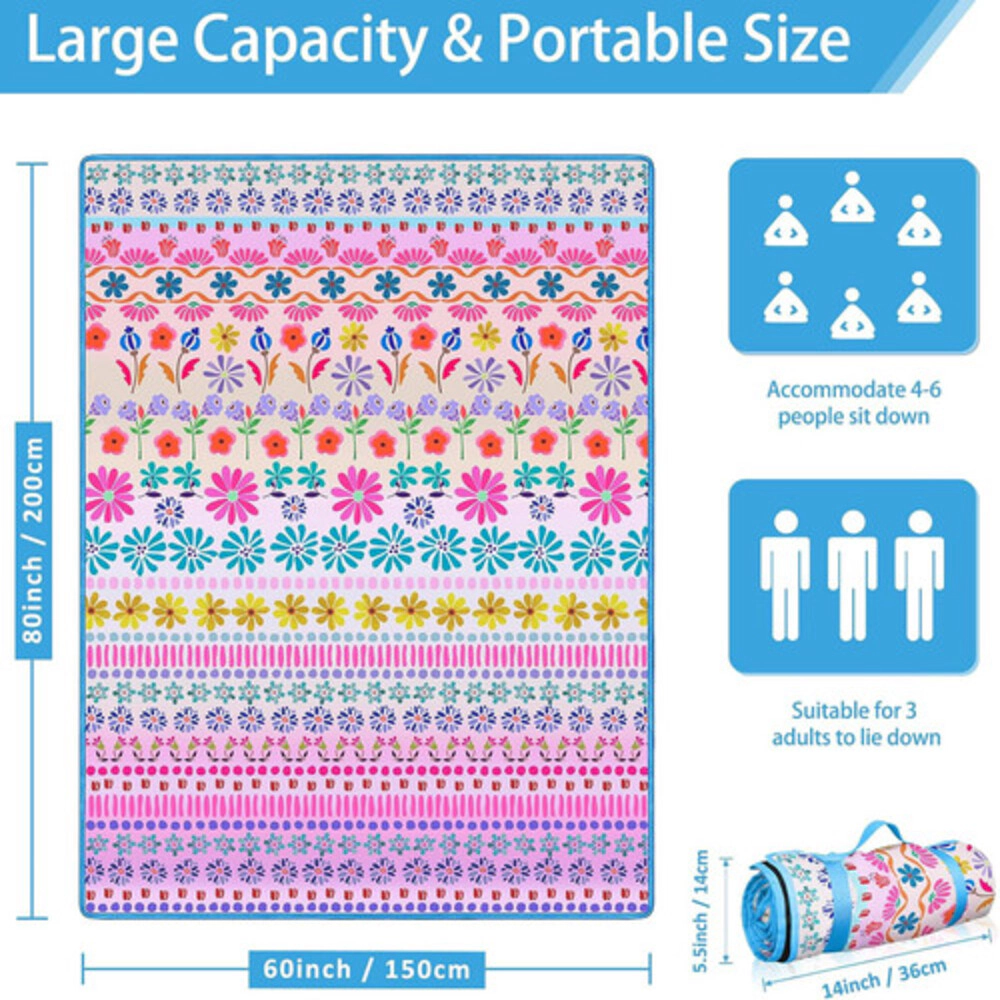 Technopliance Waterproof Foldable Picnic Blanket 60 x 80 Inch