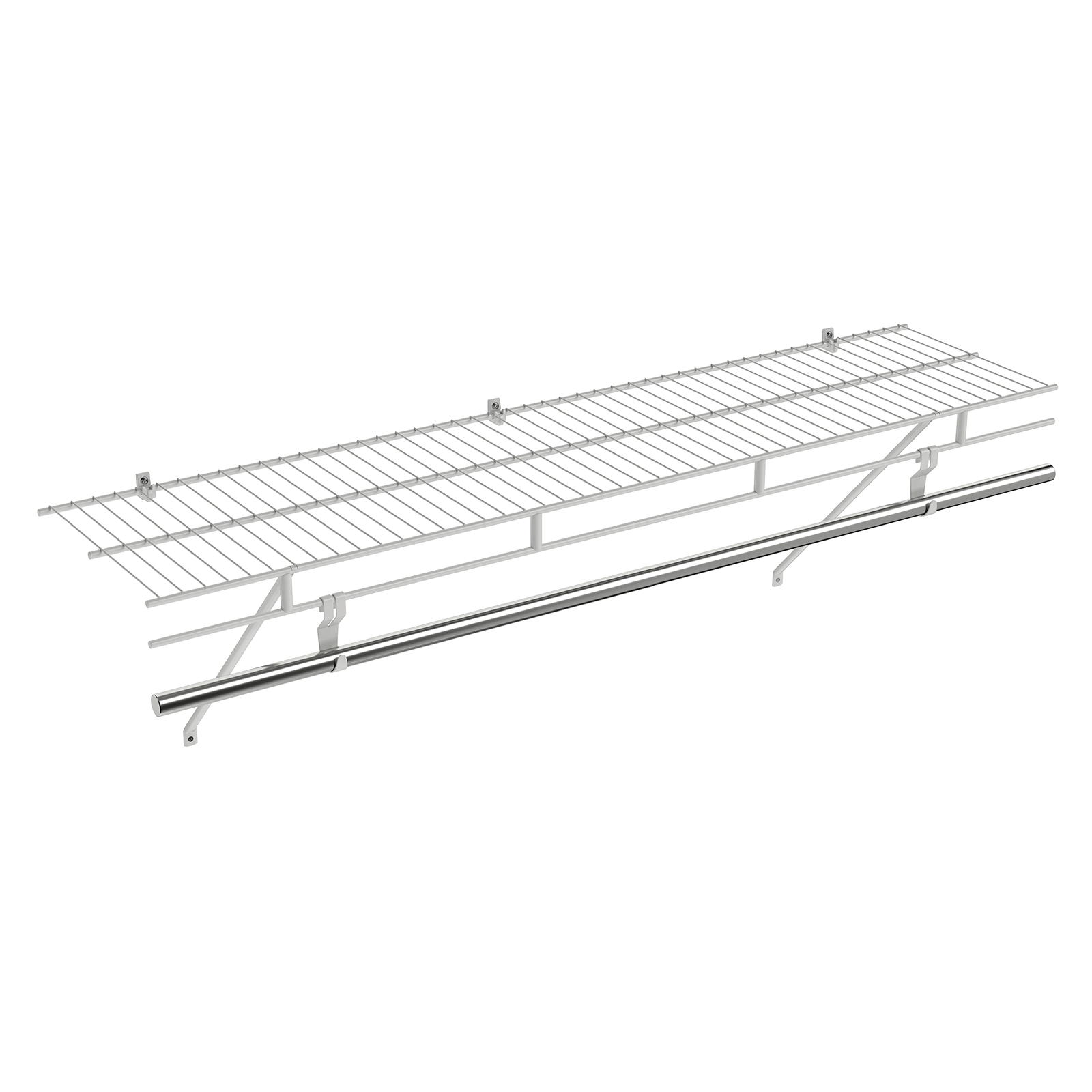 SUGIFT Wall-Mounted Closet Shelf with Hanging Rod 44-lb Shelf Capacity 11-lb Rod Capacity White