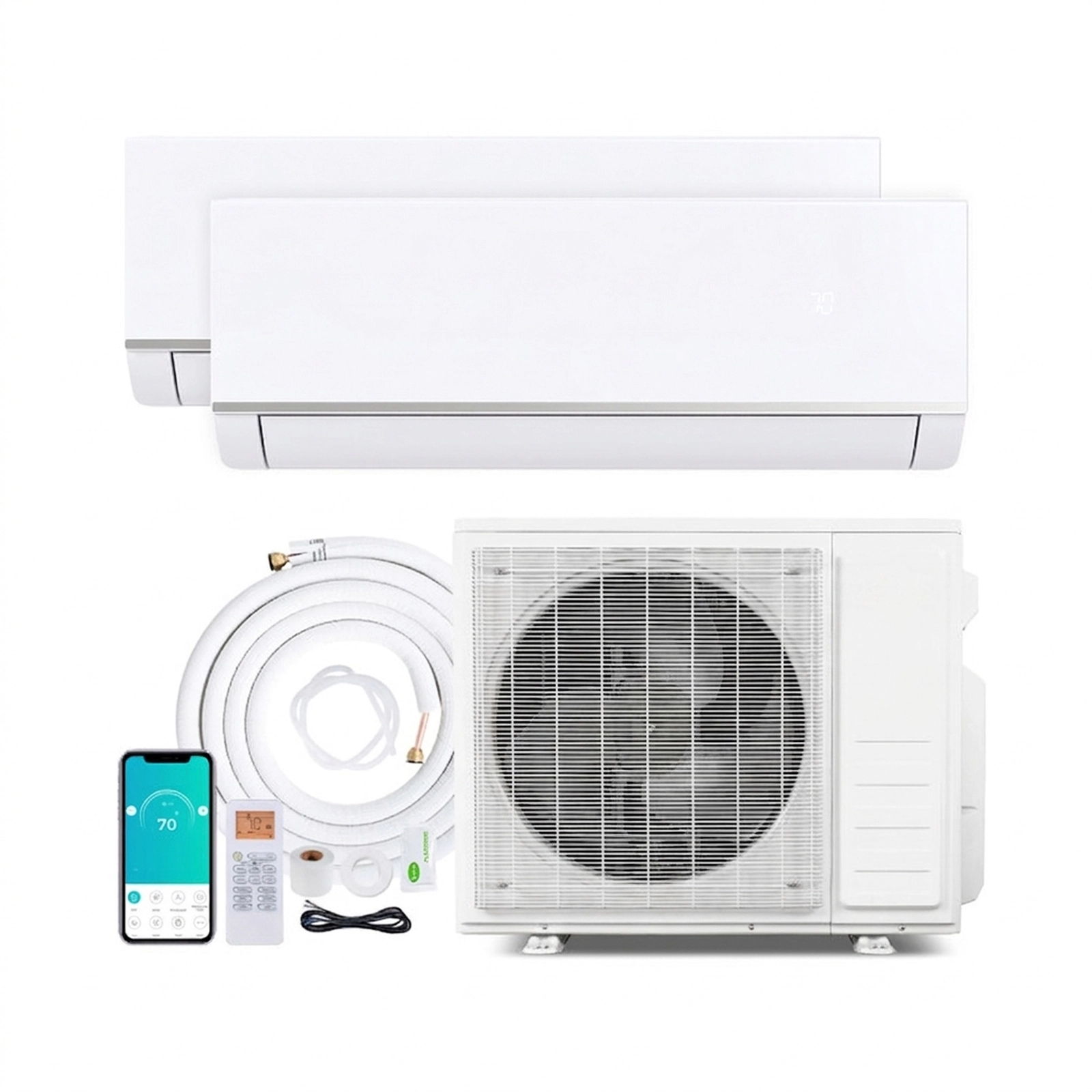 SUGIFT 28000-BTU 2-Zone 20-SEER2 208-230V Ductless Mini Split Air Conditioner with Heat Pump 9K + 12K