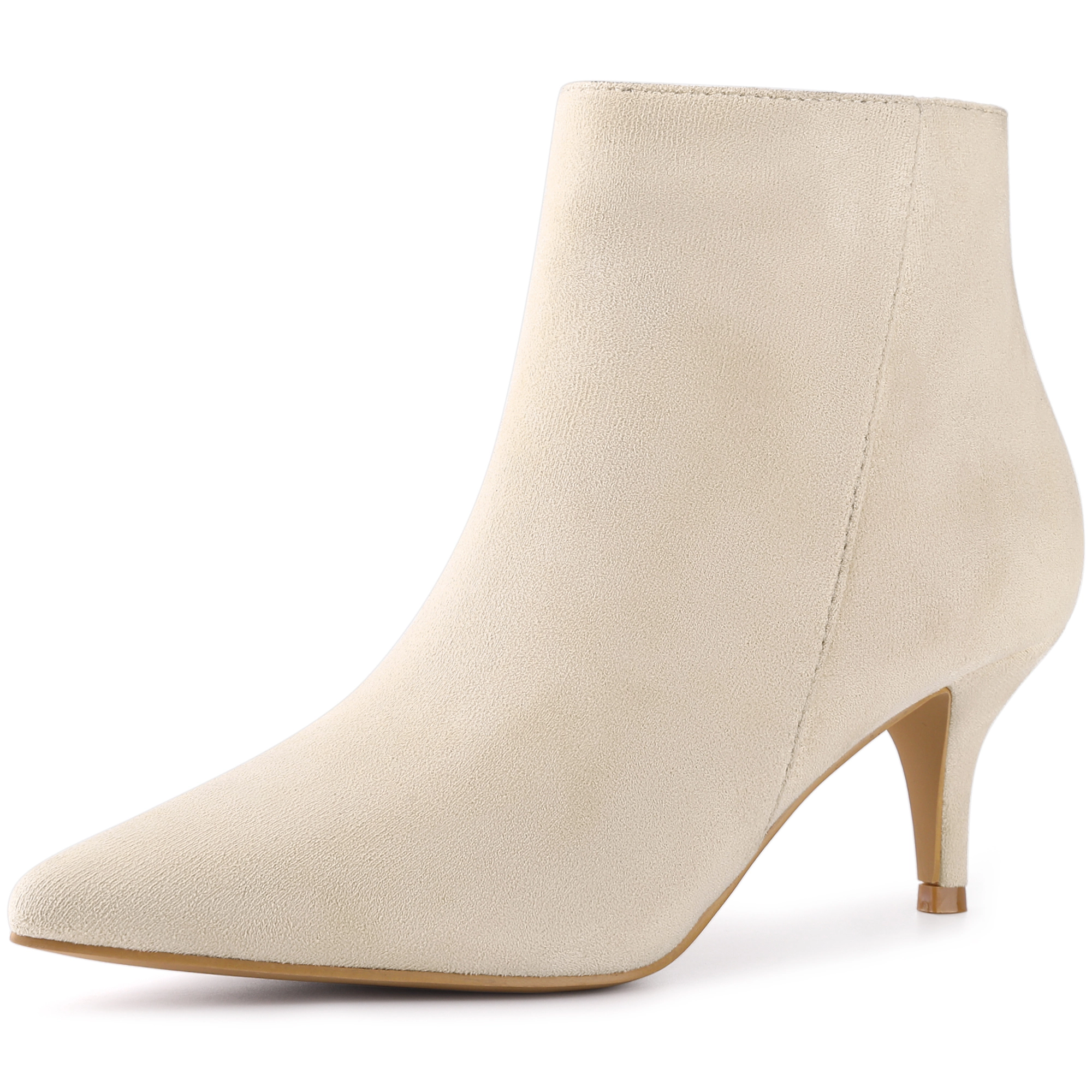 BLISSFUL STEP Women Pointed Toe Kitten Heel Stiletto Ankle Booties