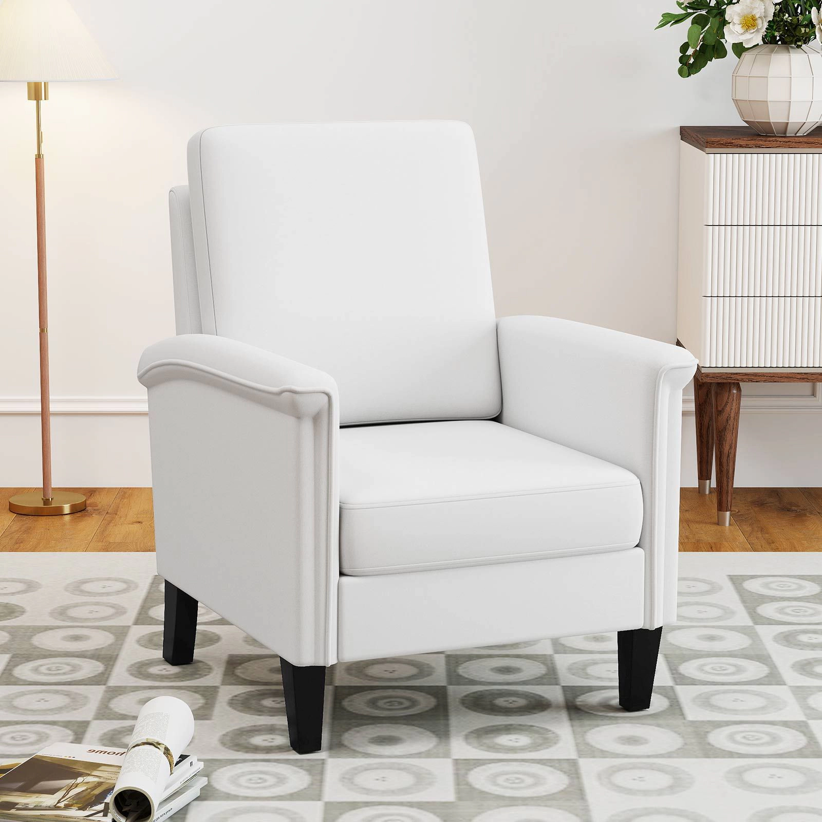 SlickBlue Unisex Floral Linen Accent Chair with Padded Arms
