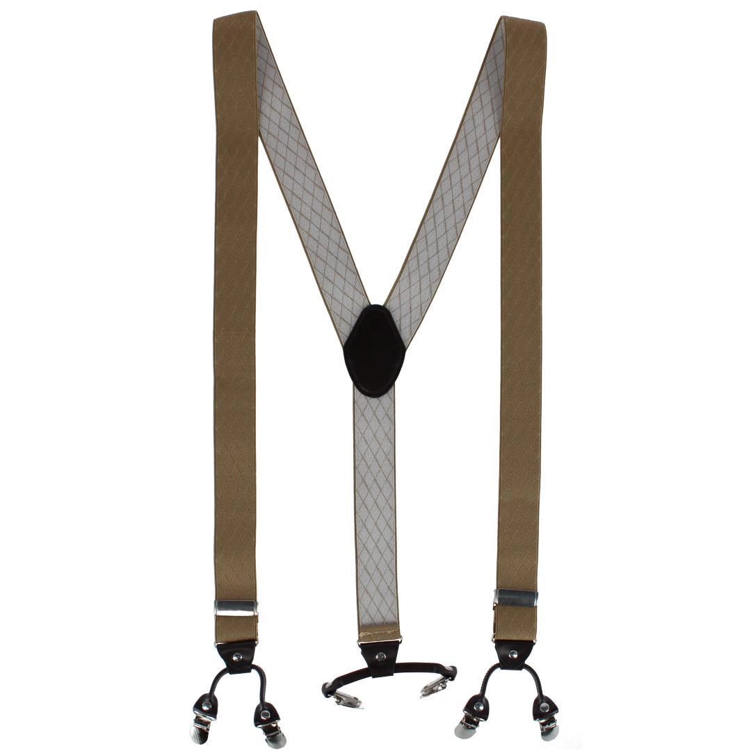 CTM Men's Subtle Diamond pattern Y-Back Double Clip-End Suspender