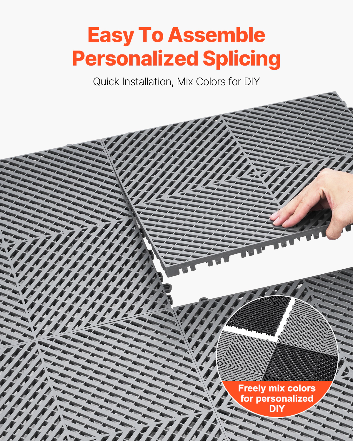 HONGGE Interlocking Drainage Mat Modular Interlocking Cushion Splicing Drainage Mats Non-Slip PP Drainage Floor Tile
