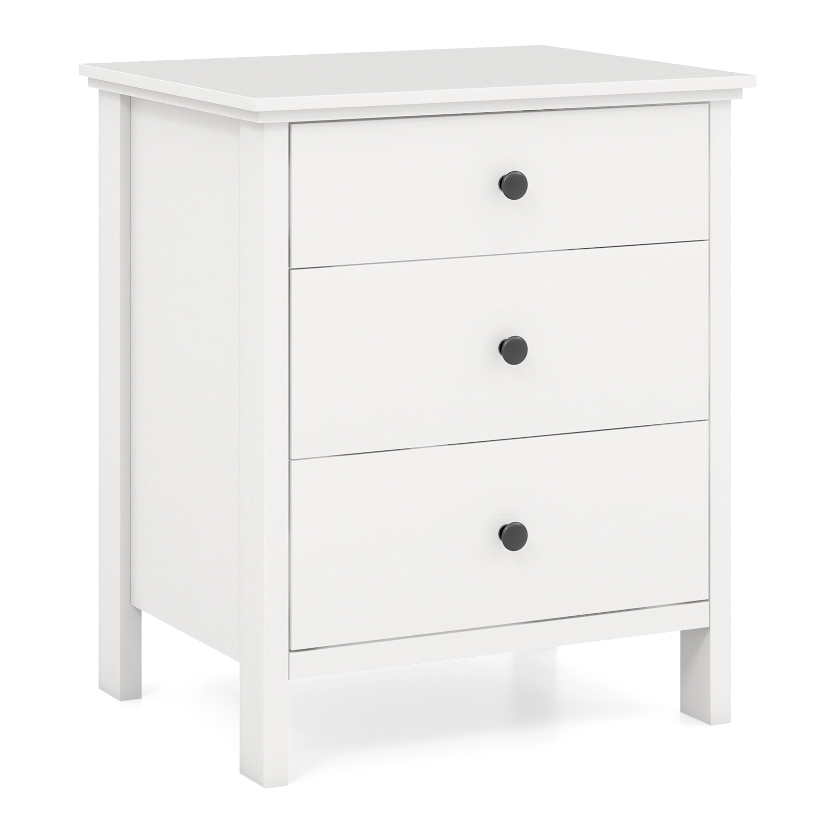 SUGIFT 3-Drawer MDF Engineered Wood Nightstand 26-in Tall 135-lb Tabletop Capacity 45-lb Drawer Capacity White