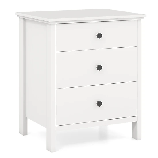 SUGIFT 3-Drawer MDF Engineered Wood Nightstand 26-in Tall 135-lb Tabletop Capacity 45-lb Drawer Capacity White