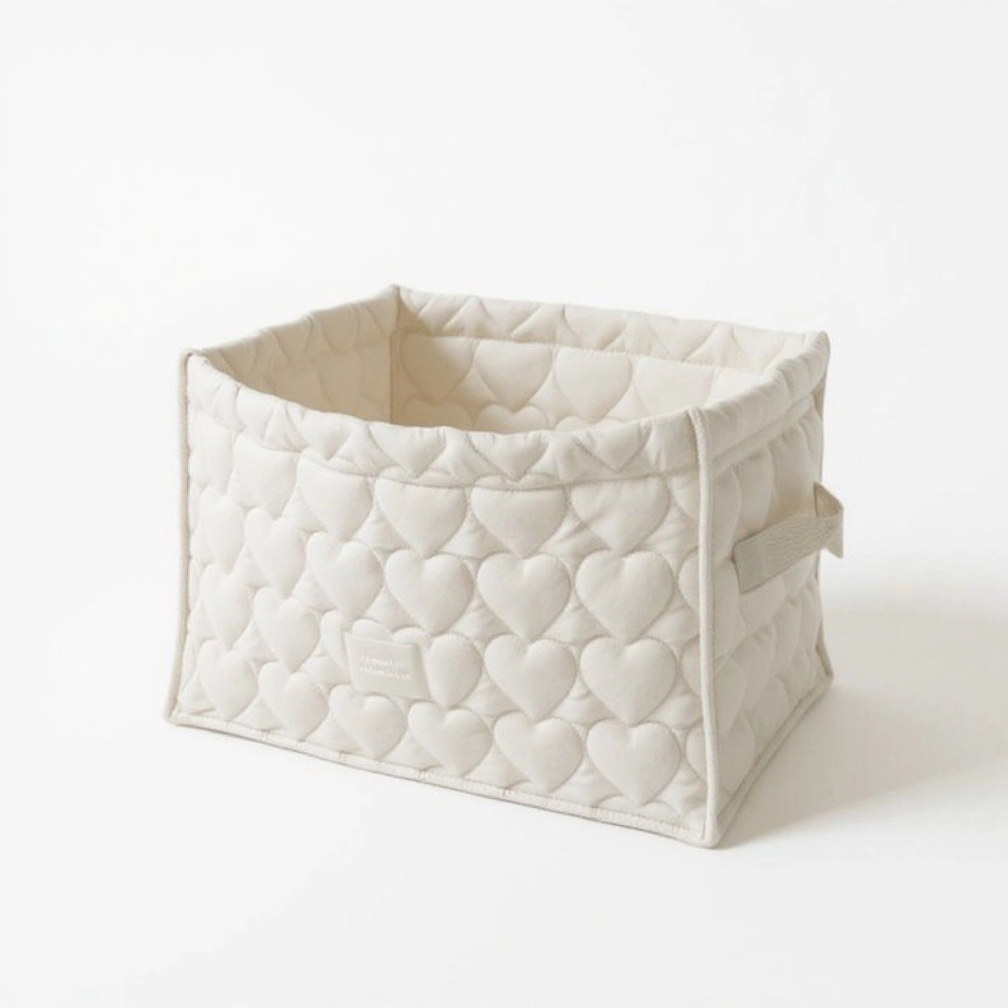 Alilang Unisex Quilted Square Storage Basket with Heart Pattern and Side Handles
