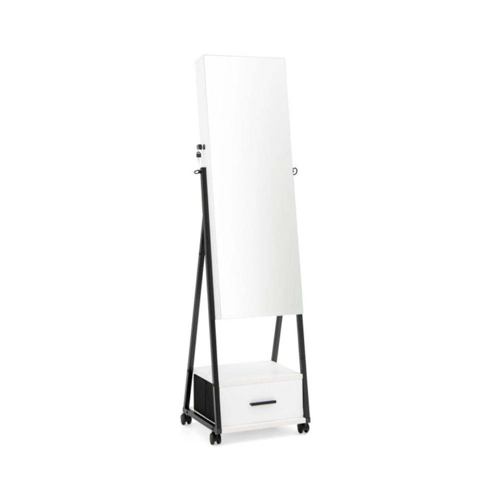 Hivvago Jewelry Cabinet with Full Length Mirror-White
