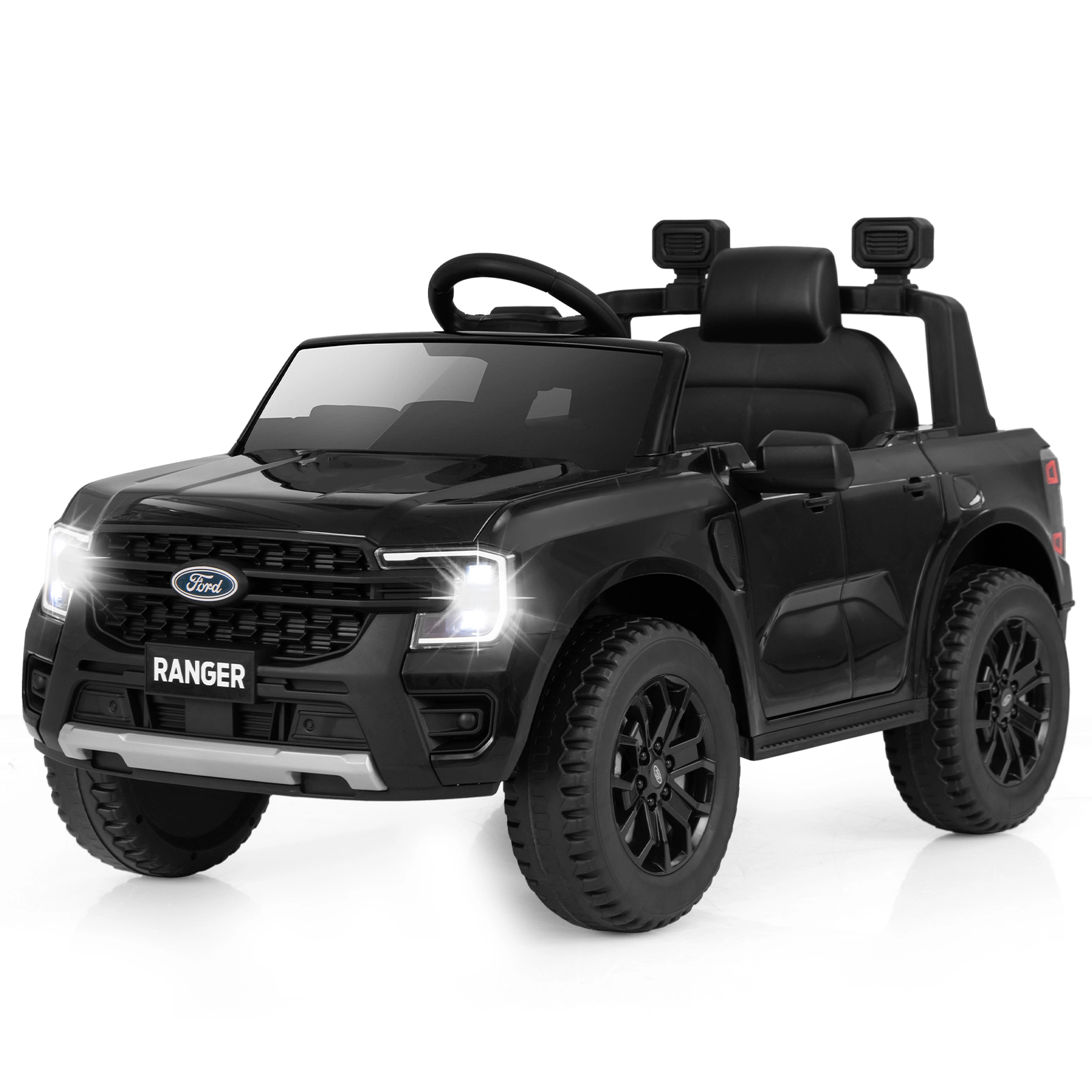 Hivvago 12V Electric Kids Ride on Car Licensed Ford Ranger with Remote Control and Music-Black