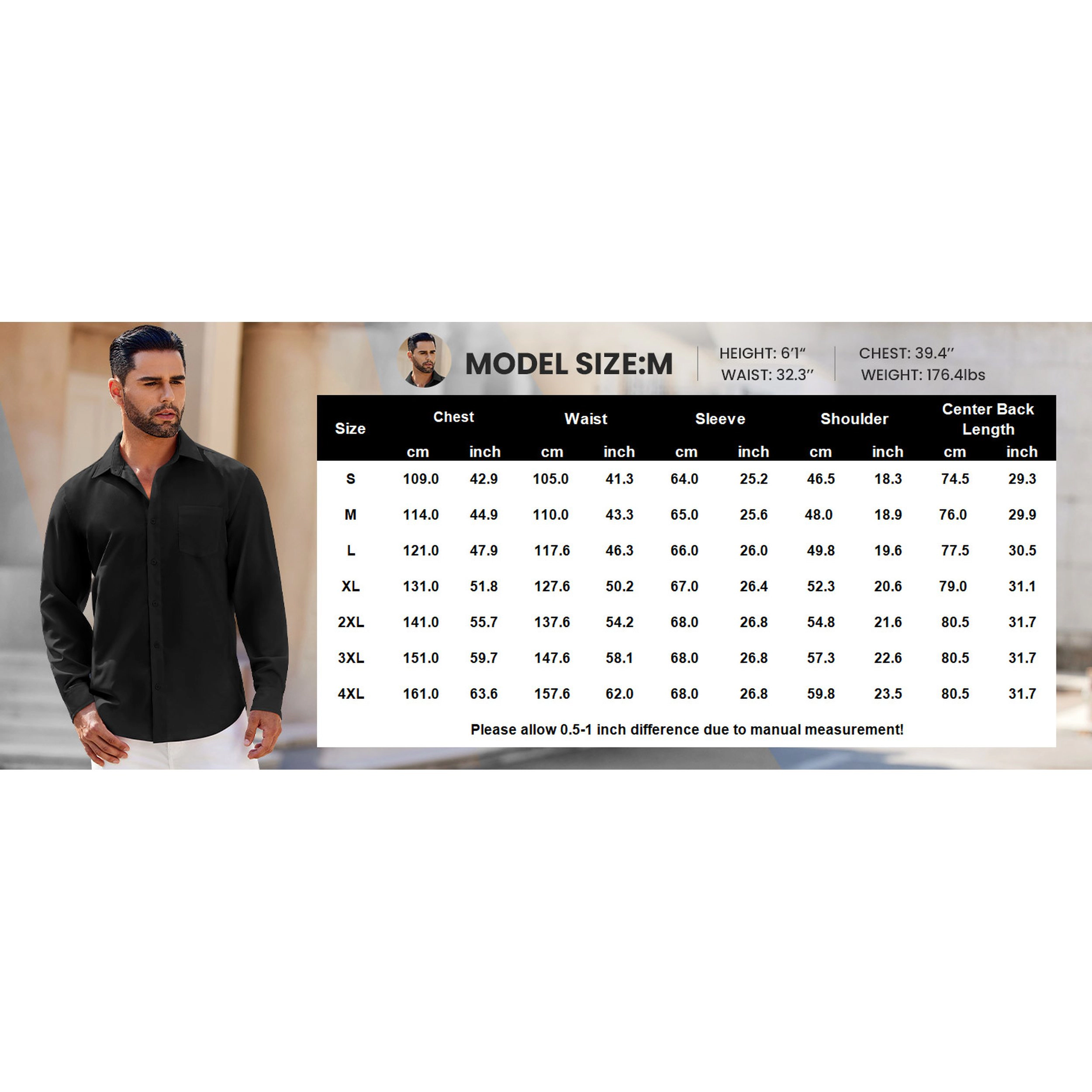 COOFANDY Mens Classic Long Sleeve Button Down Shirt Chest Pocket Casual Work Shirts