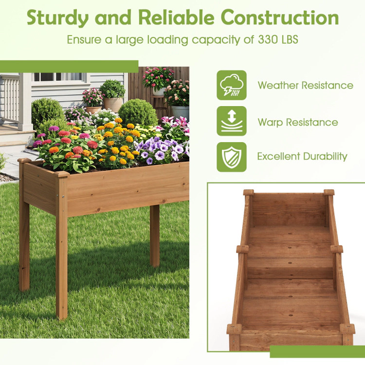 Hivvago Wooden Garden Growing Bed with Divider Panel and Drainage Holes