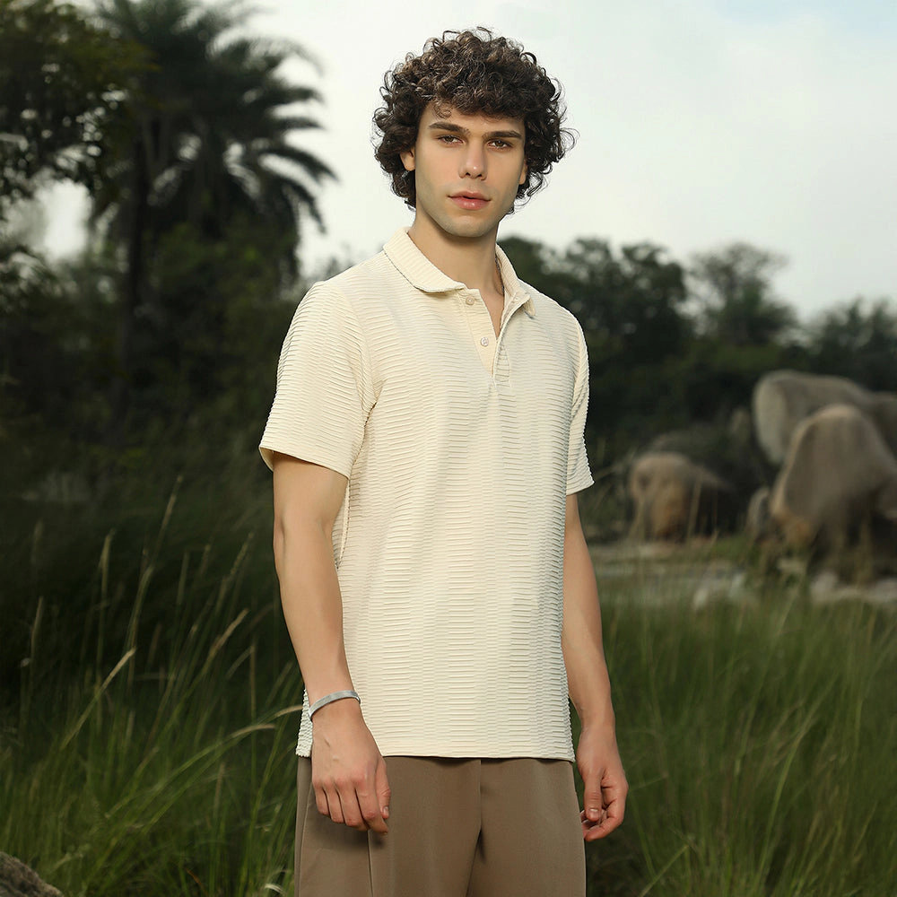 Flatten-Ruched Polo T-Shirt