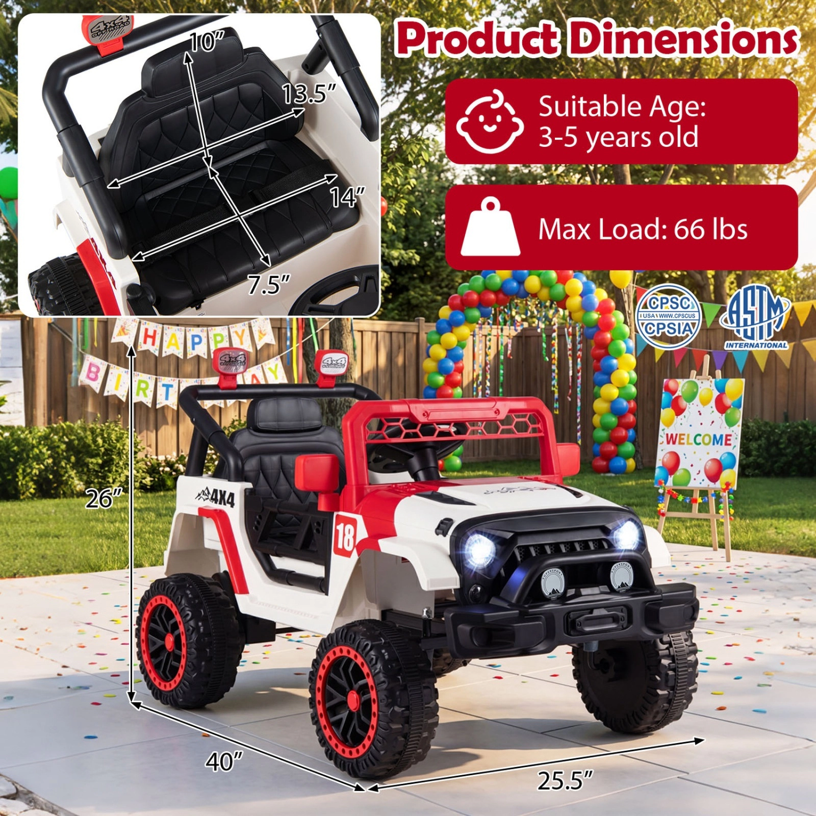 12V Kids Ride On Truck Parent Remote 3 Speeds 4-Wheel Suspension Lockable Doors Ages 3-5 Red Electric Car