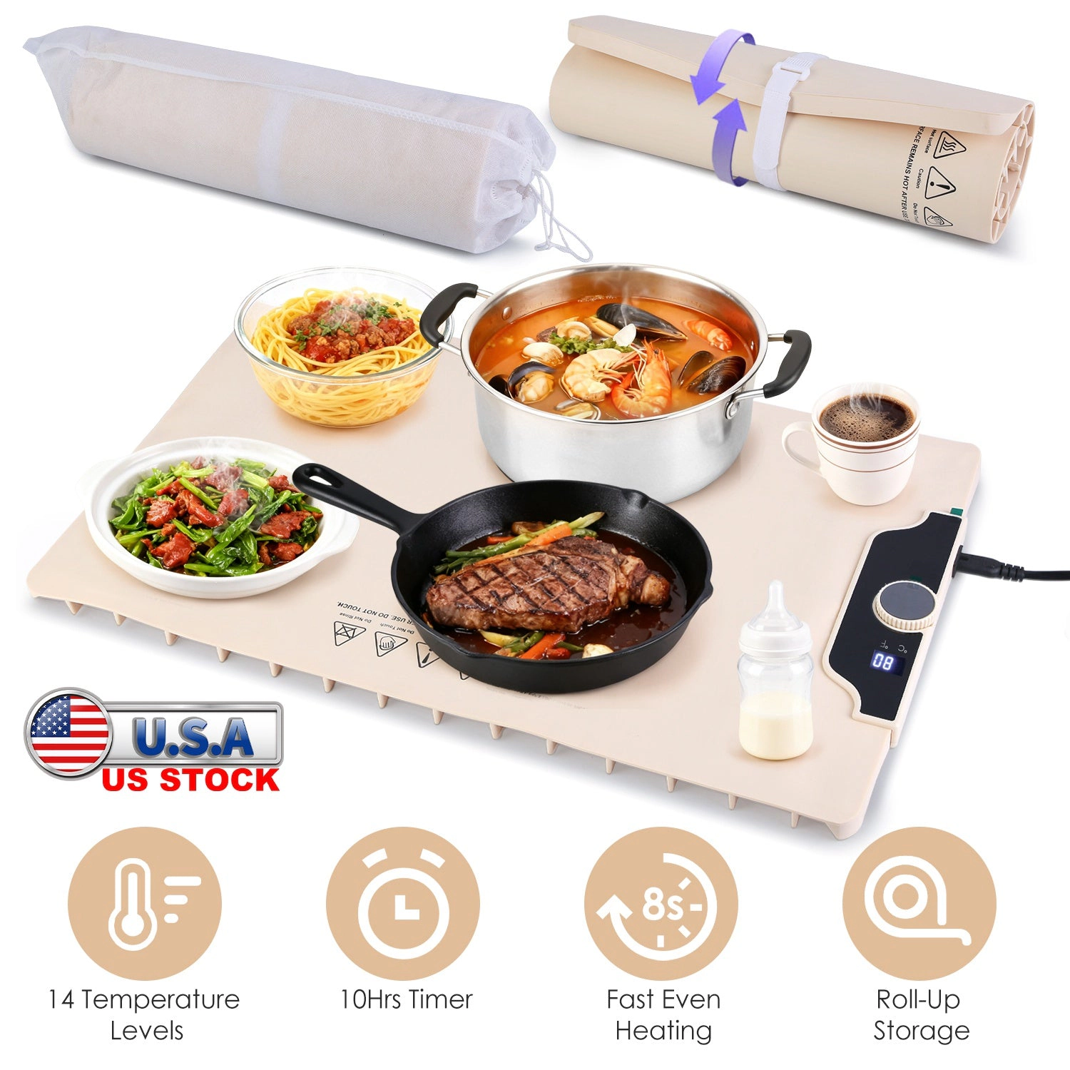 GBruno Silicone Food Warming Mat With Timer