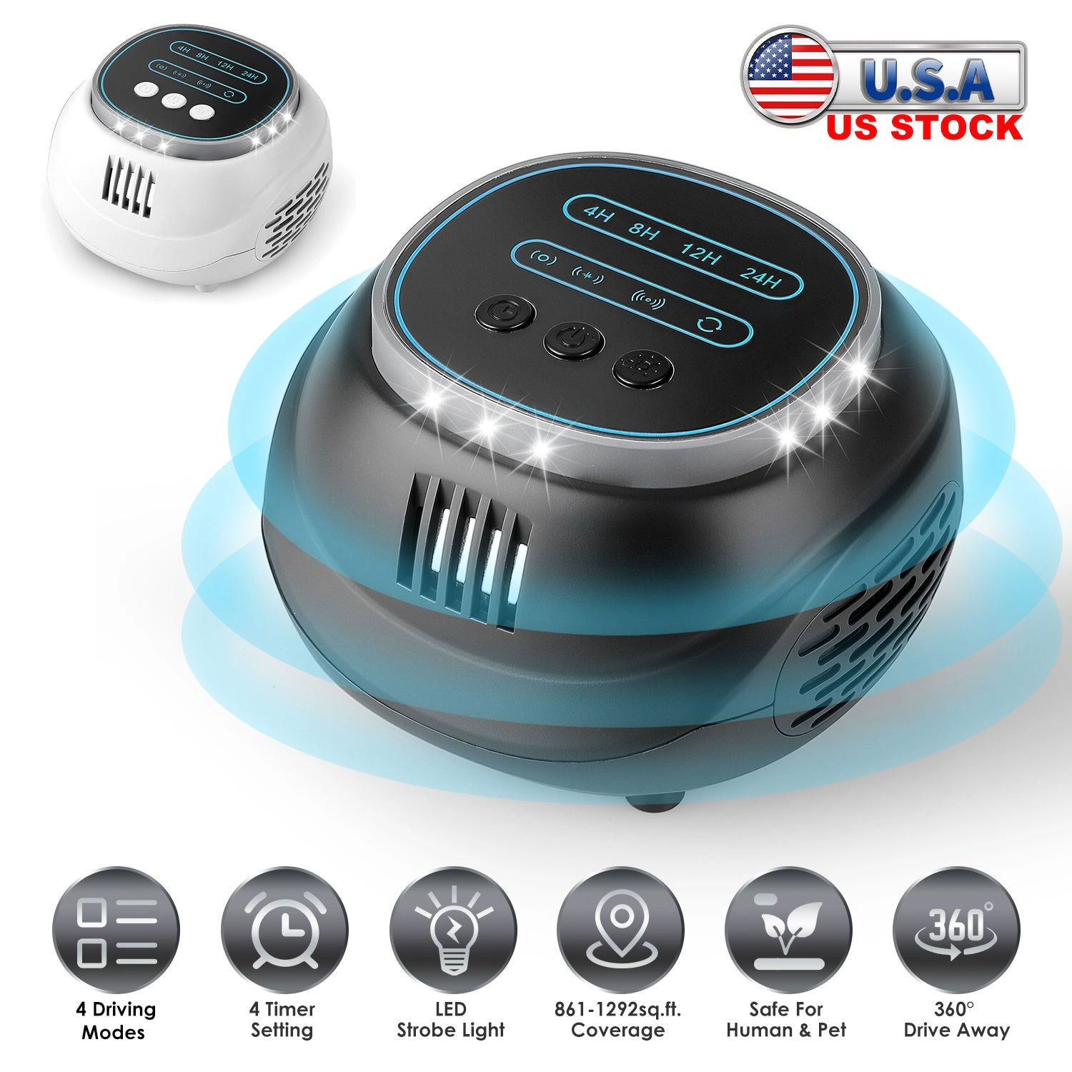 GBruno Ultrasonic Rodent Repellent With Strobe Light