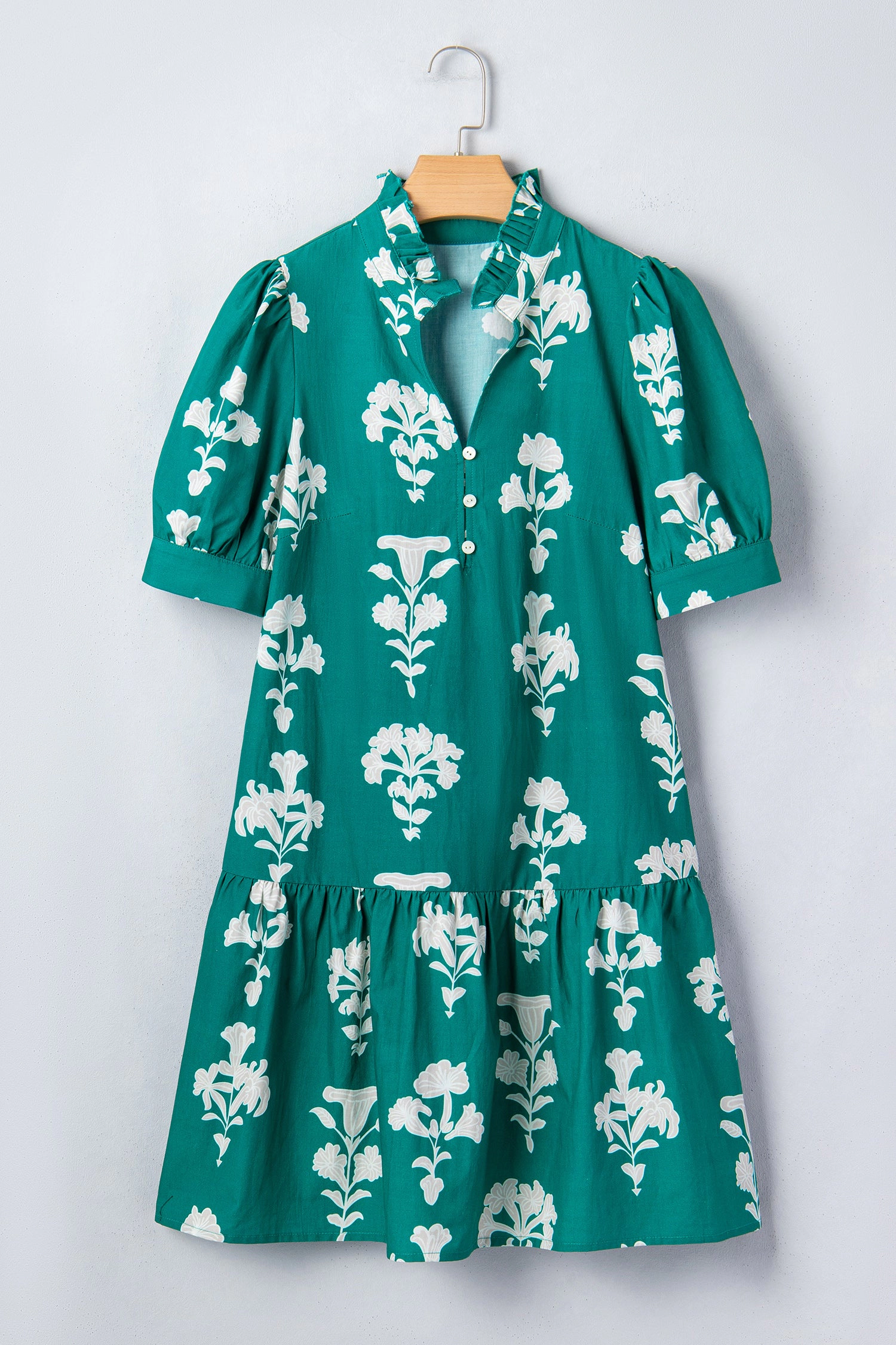 Threaded Pear Womens Maria Floral Drop-Waist Mini Dress