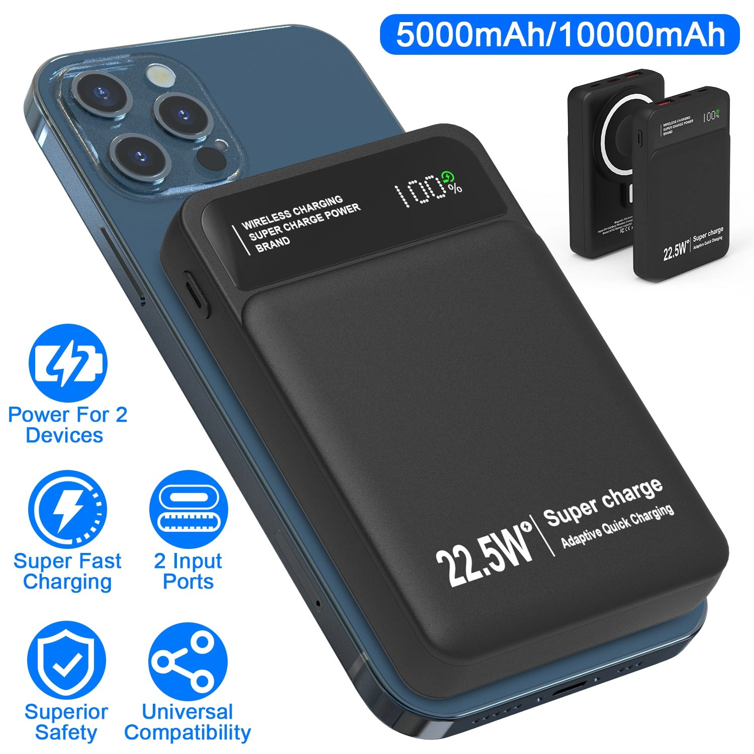 GBruno 3-in-1 MagSafe Portable Charger 10000mAh