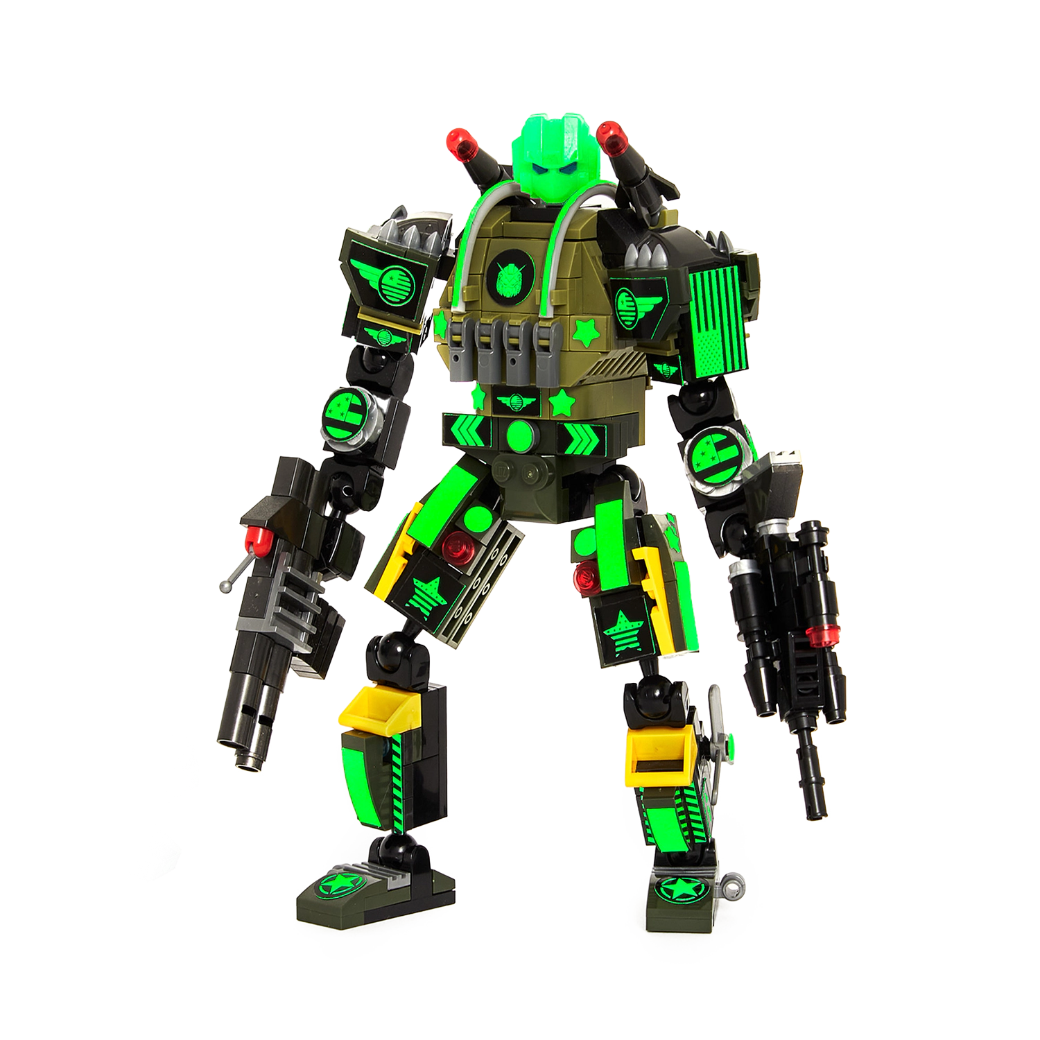 Robotryx Kids AlphaZor 3-in-1 Army Robot Set - 245-Piece Glow-in-the-Dark Raptor & Helicopter
