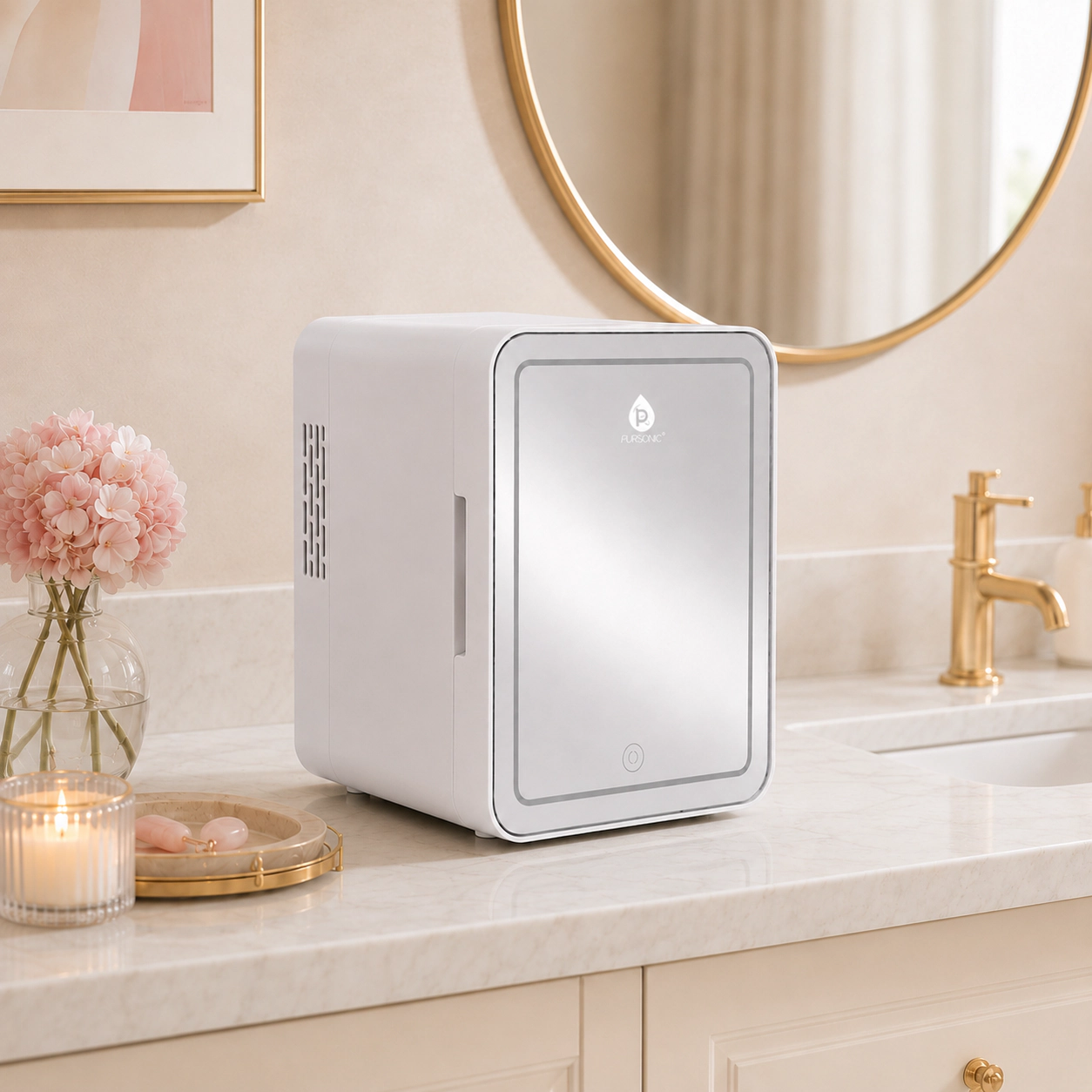 Pursonic Mini Beauty Fridge with LED Mirror Door