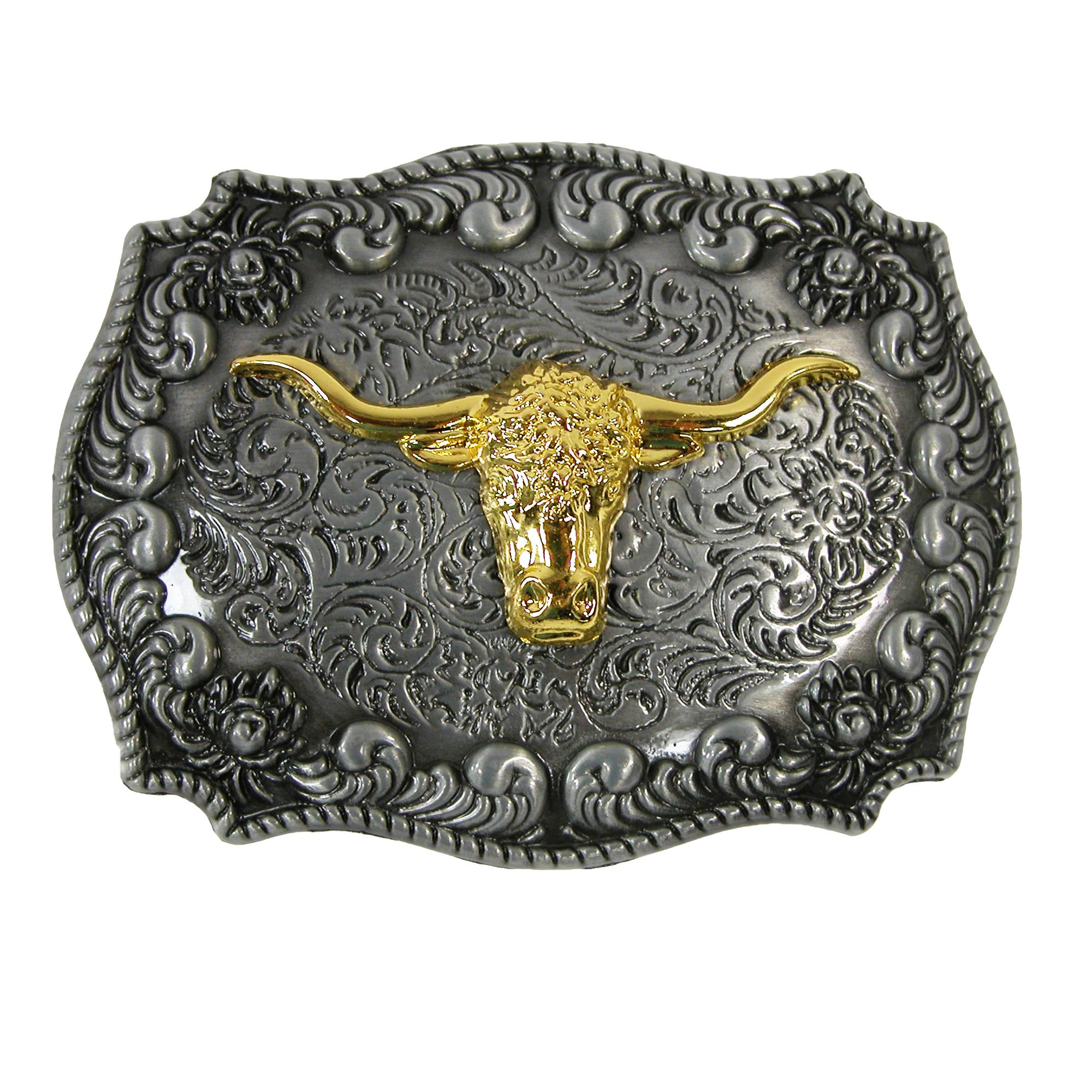 CTM Longhorn Western Belt Buckle