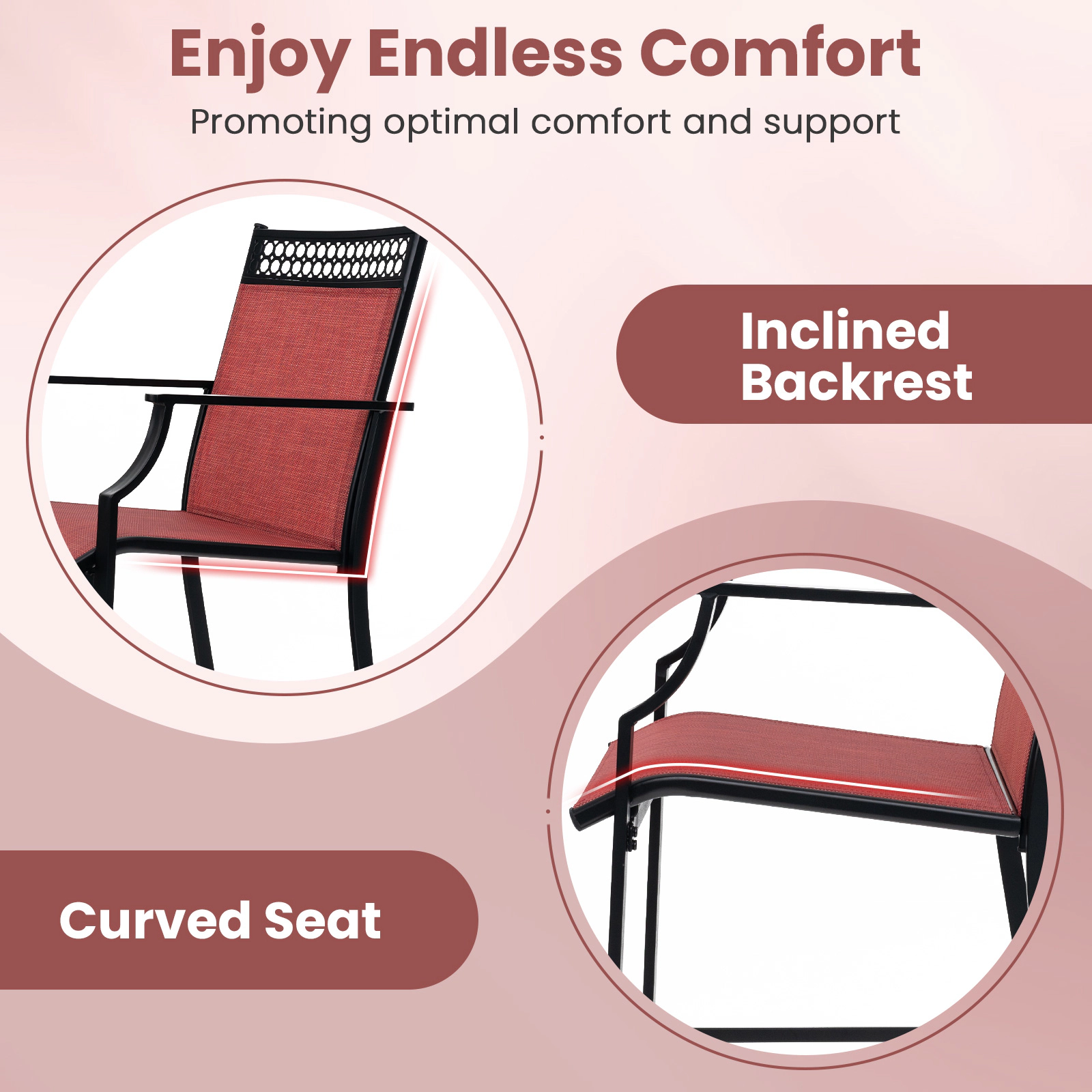 SUGIFT Outdoor Counter Bar Set of 2 Heavy-Duty Barstools with Footrest & Armrests 400-lb Capacity 45-in Tall 25-in Seat