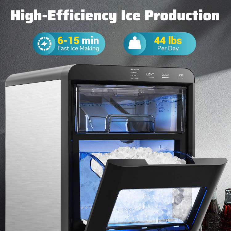 SUGIFT Fast 6-15 Min Nugget Ice Maker Countertop with Soft Chewable Pellets 44-lb Daily Production Black