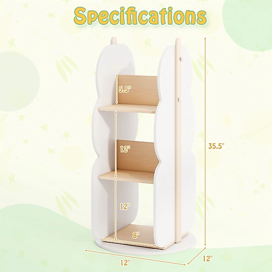 Hivvago 360° Kids Rotating Bookshelf with 5 Shelves