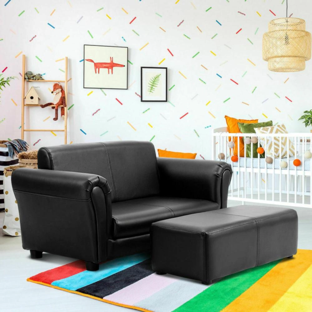 Hivvago Soft Kids Double Sofa With Ottoman