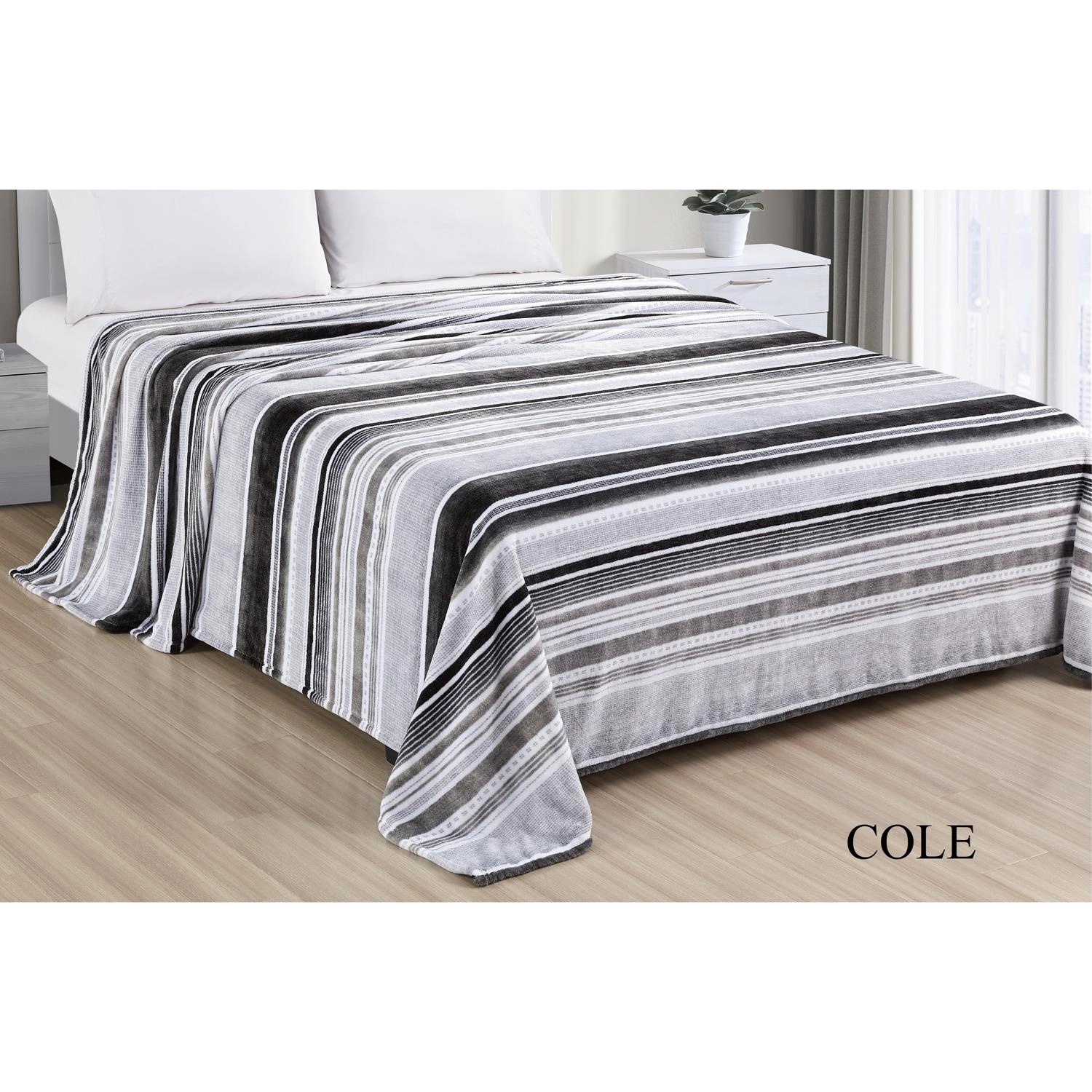 Plazatex Luxurious Ultra Soft Lightweight Cole Printed Blanket Queen Grey