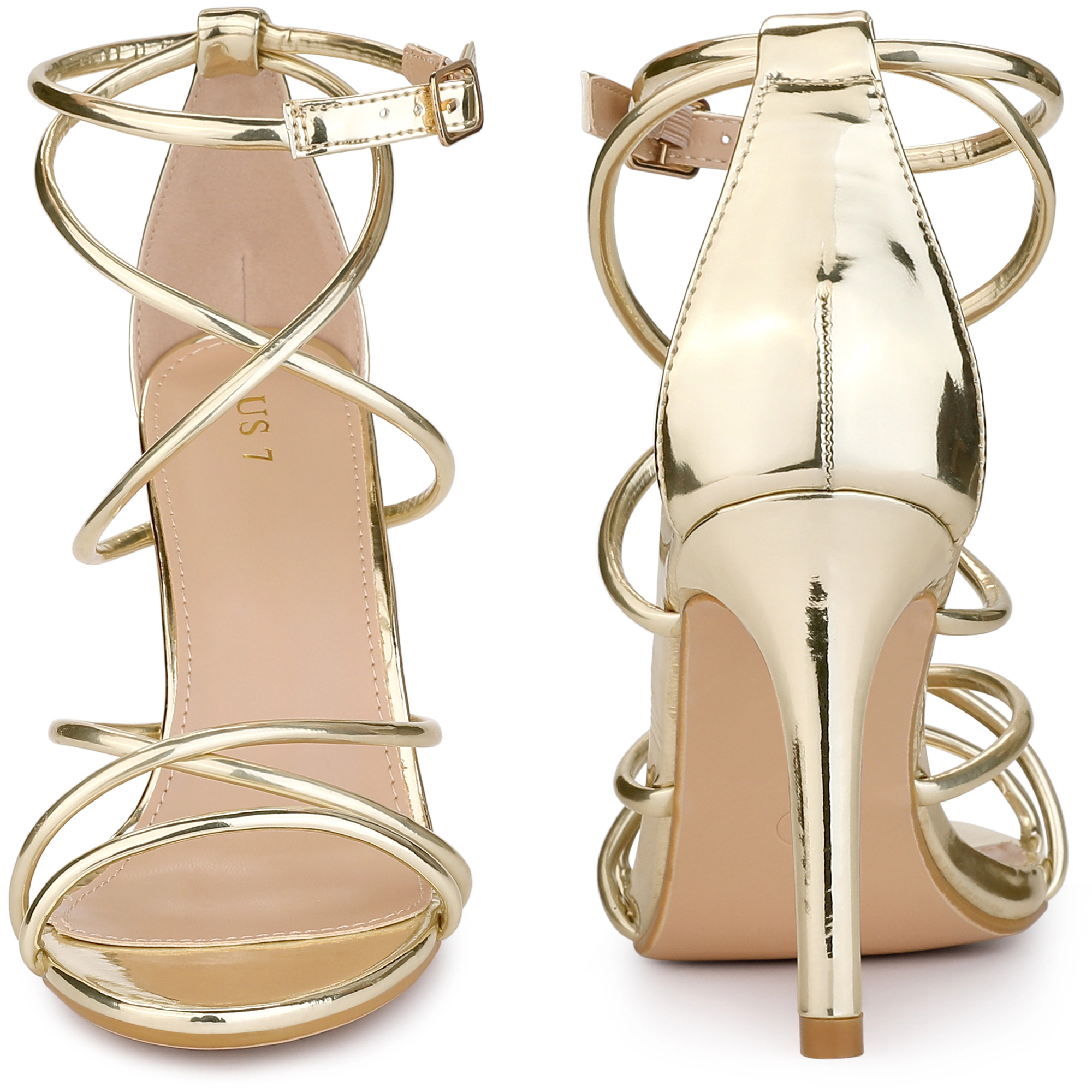 BLISSFUL STEP Women's Party Crisscross Strappy Open Toe Stiletto Heel Sandals