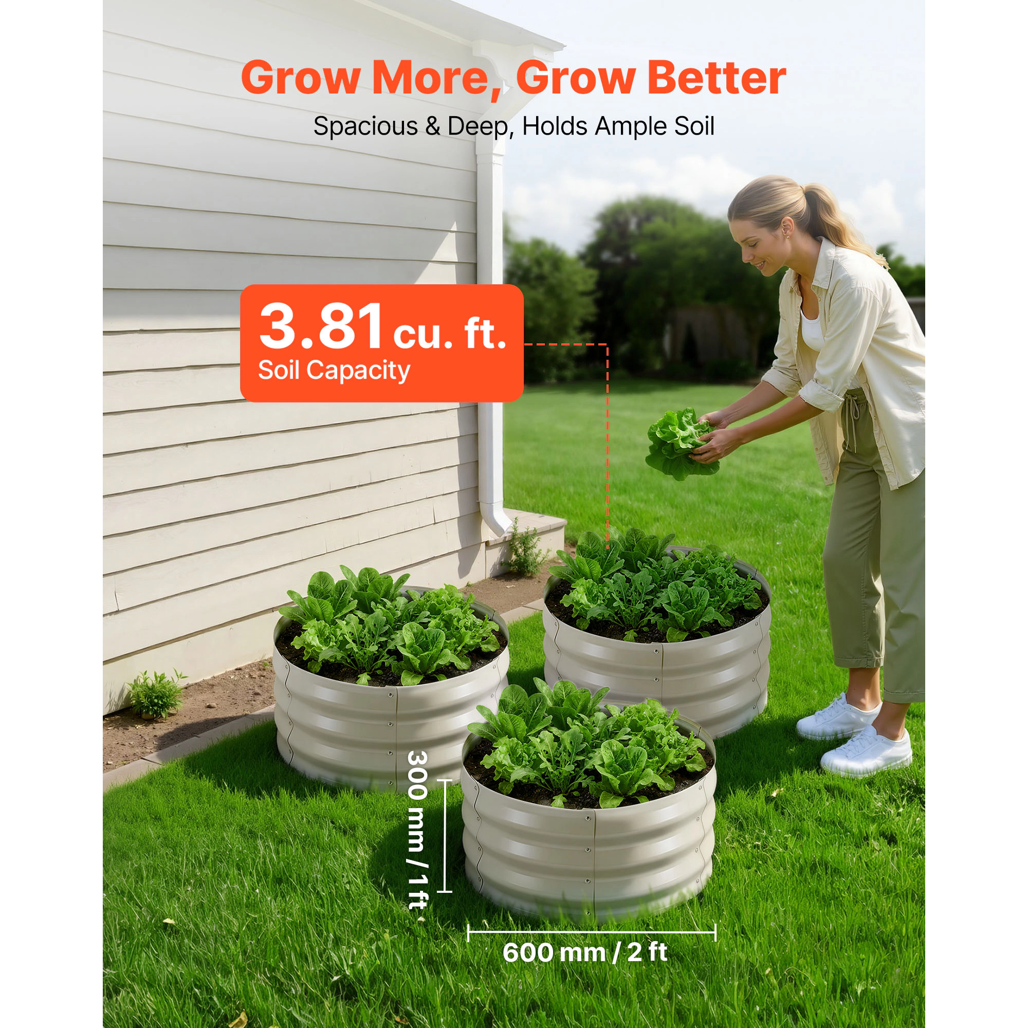 HONGGE Metal Raised Garden Outdoor Galvanized Planter Garden Planter Raised for Vegetables Flowers