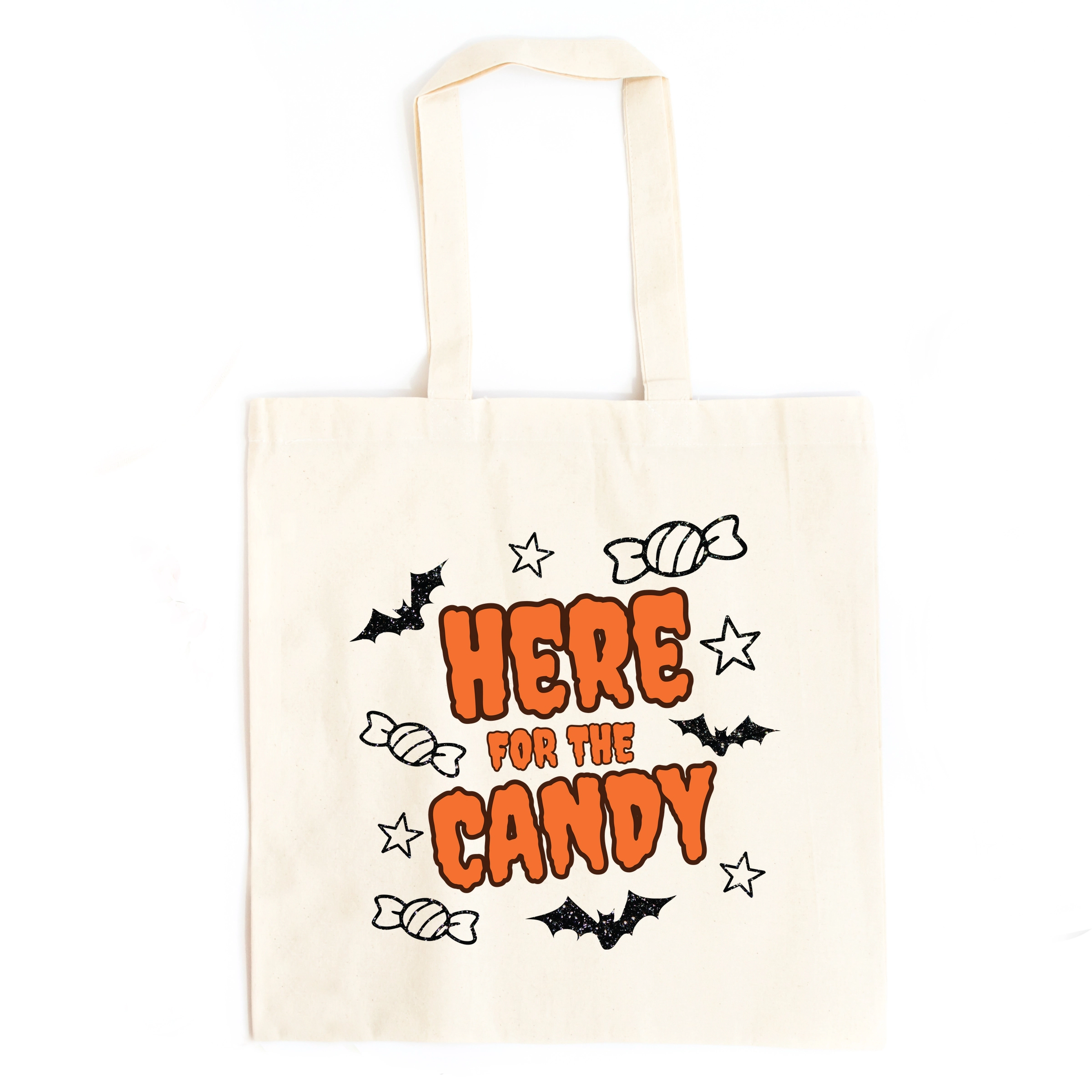 Simply Sage Market - Canvas Tote - Here For The Candy Black Glitter